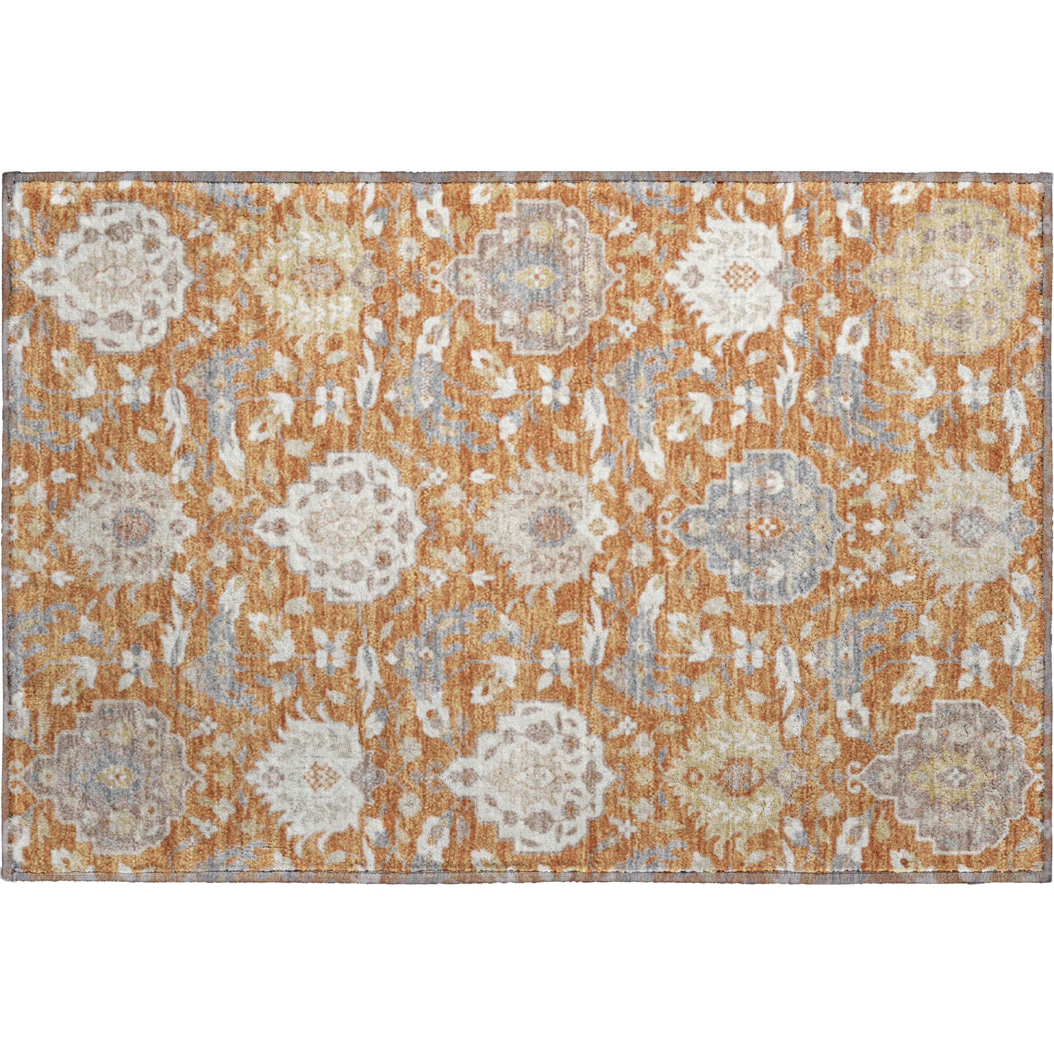 Lisbon Machine Washable Traditional Copper Orange Rug 1'8" x 2'6" #shape_Rectangle