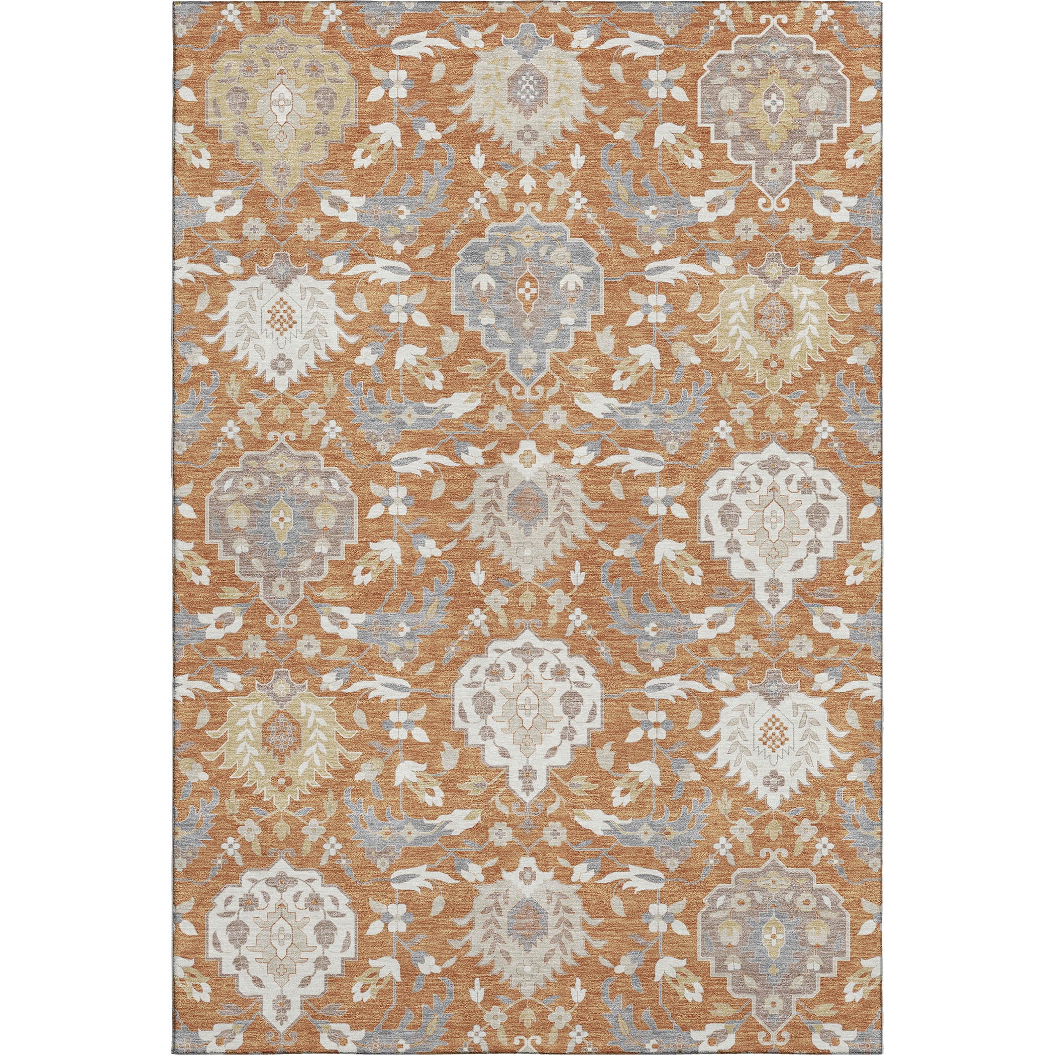Lisbon Machine Washable Traditional Copper Orange Rug 2'6" x 3'10" #shape_Rectangle