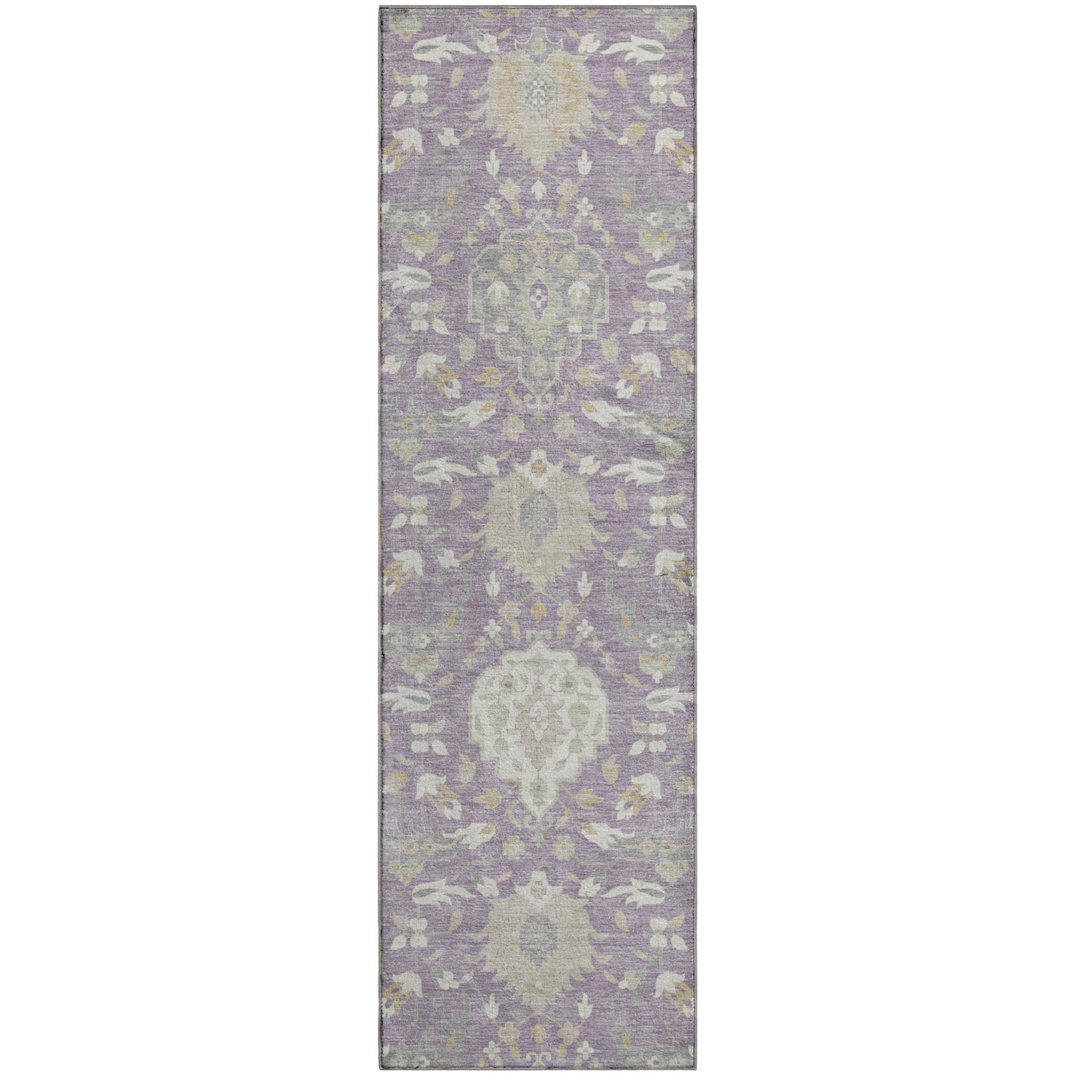 Lisbon Machine Washable Traditional Lavender Purple Rug 2'3" x 7'6" #shape_Runner