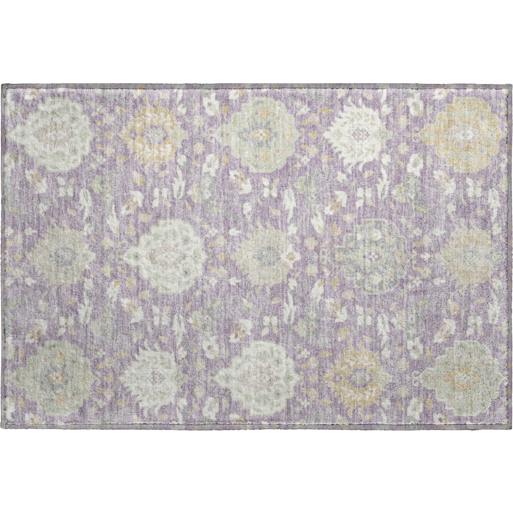 Lisbon Machine Washable Traditional Lavender Purple Rug 1'8" x 2'6" #shape_Rectangle
