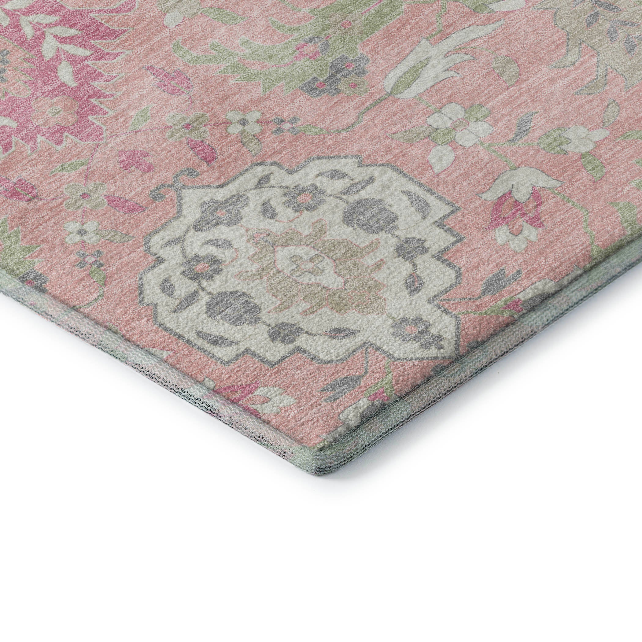 Lisbon Machine Washable Traditional Pink Rug 1'8" x 2'6" #shape_Rectangle