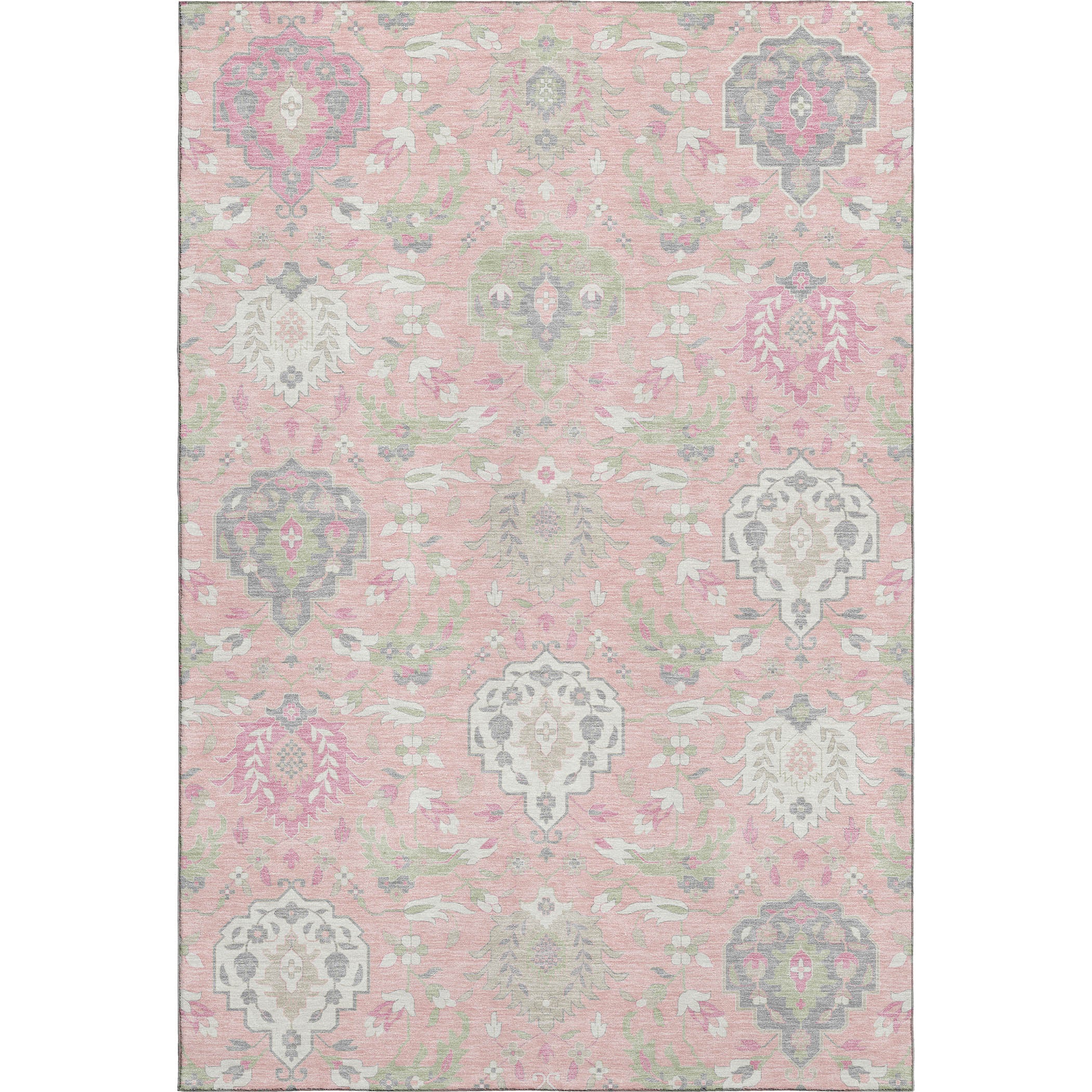 Lisbon Machine Washable Traditional Pink Rug 2'6" x 3'10" #shape_Rectangle