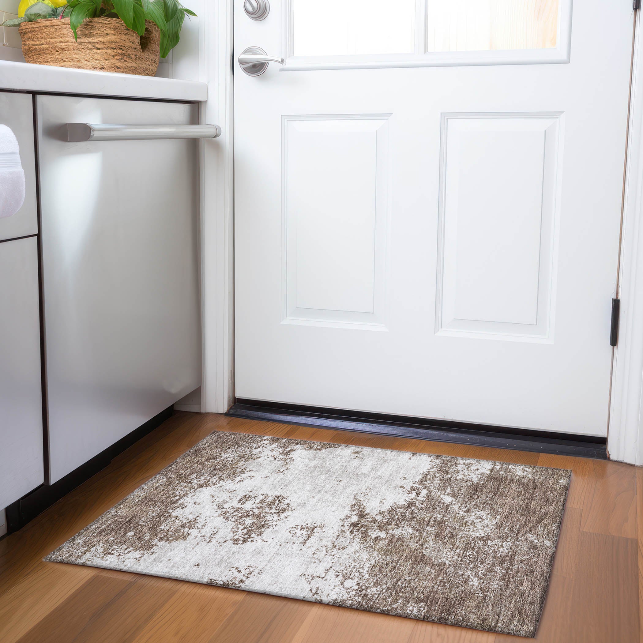 Dublin Machine Washable Transitional Brown Rug 1'8" x 2'6" #shape_Rectangle