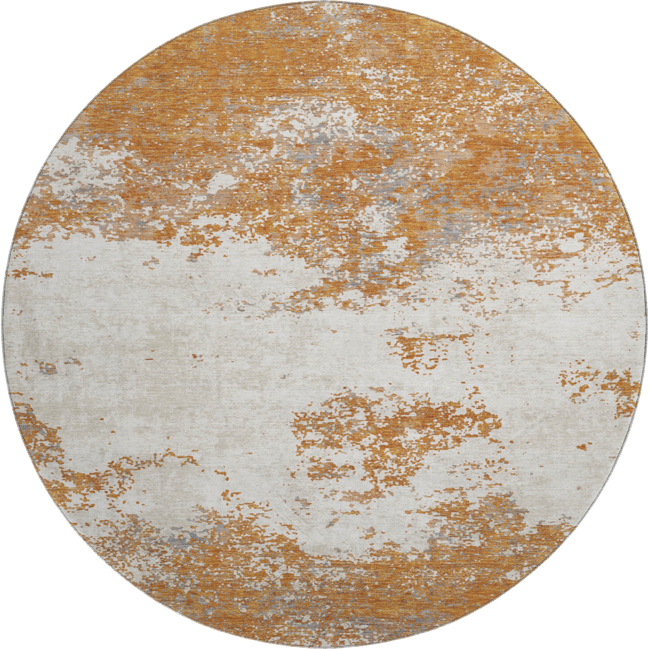 Dublin Machine Washable Transitional Copper Orange Rug 8' x 8' #shape_Round
