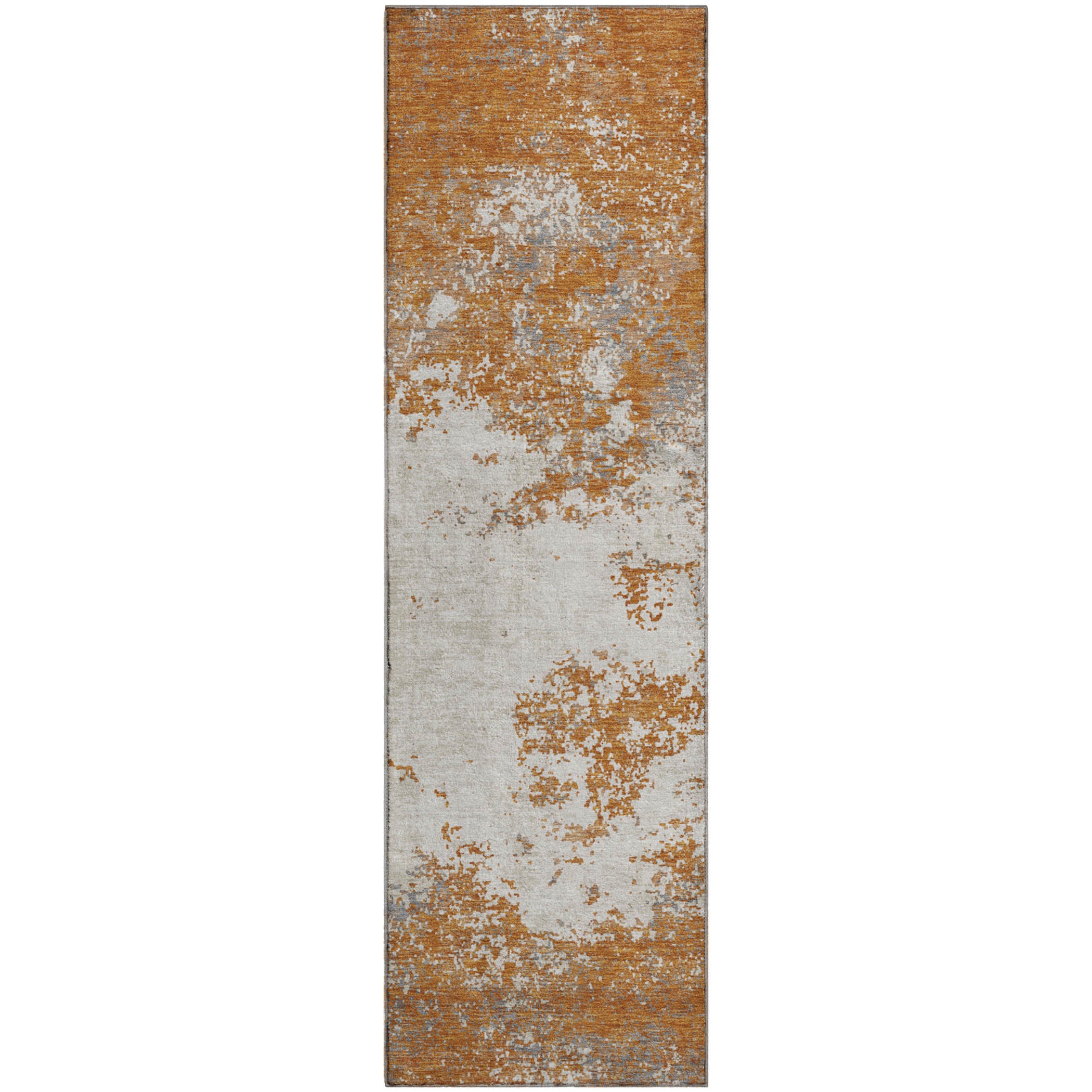 Dublin Machine Washable Transitional Copper Orange Rug 2'3" x 7'6" #shape_Runner