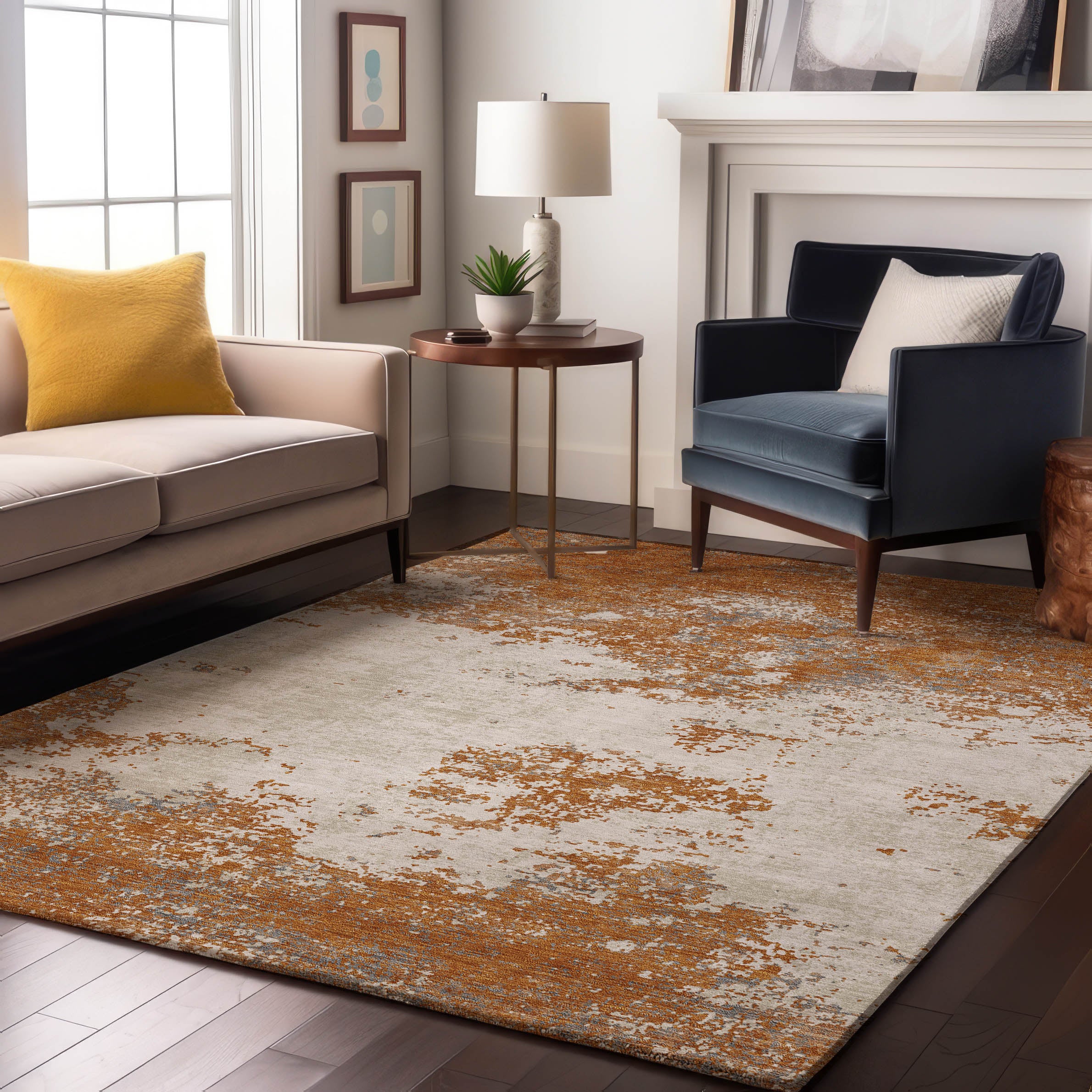 Dublin Machine Washable Transitional Copper Orange Rug 2'6" x 3'10" #shape_Rectangle