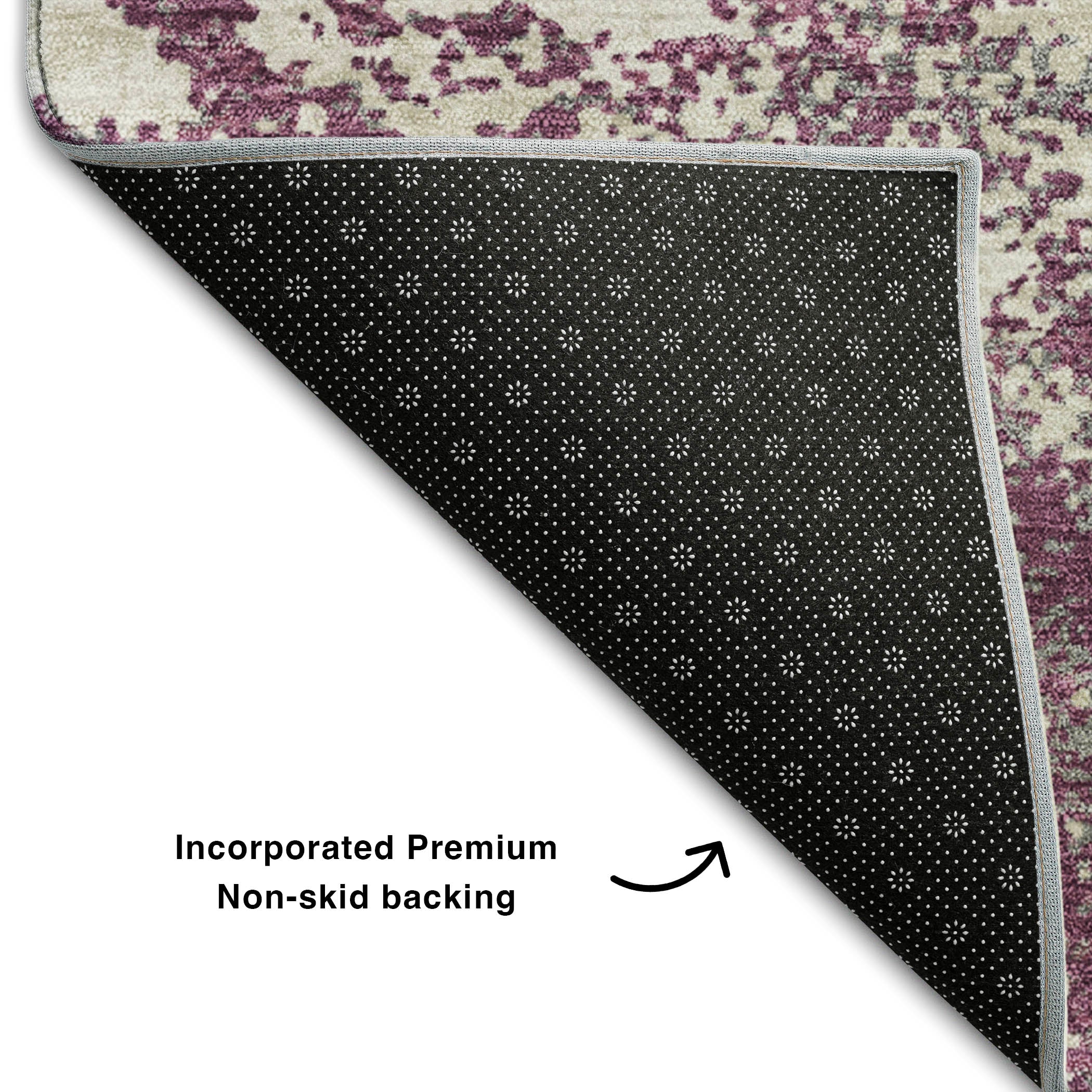 Dublin Machine Washable Transitional Eggplant Purple Rug 1'8" x 2'6" #shape_Rectangle
