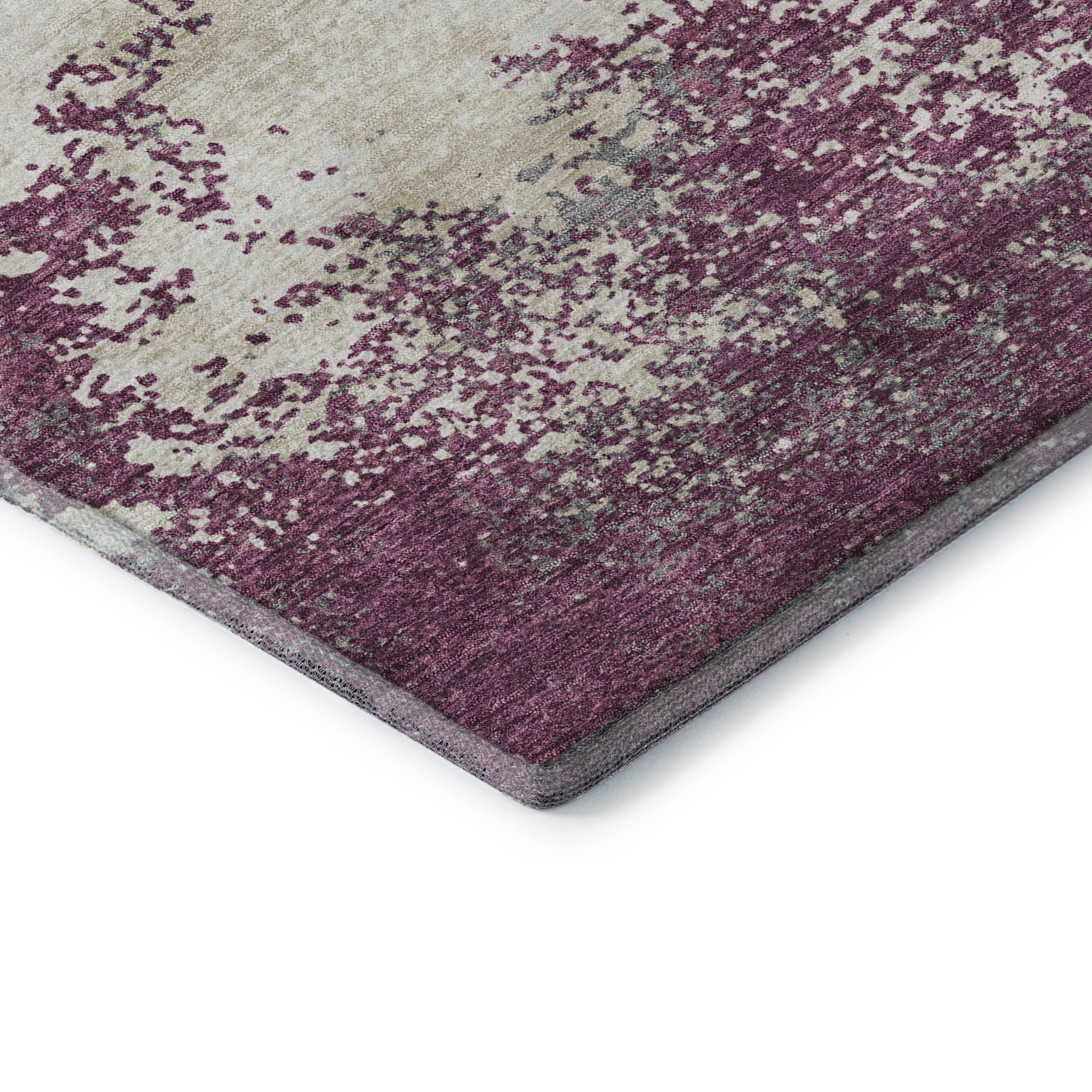 Dublin Machine Washable Transitional Eggplant Purple Rug 1'8" x 2'6" #shape_Rectangle