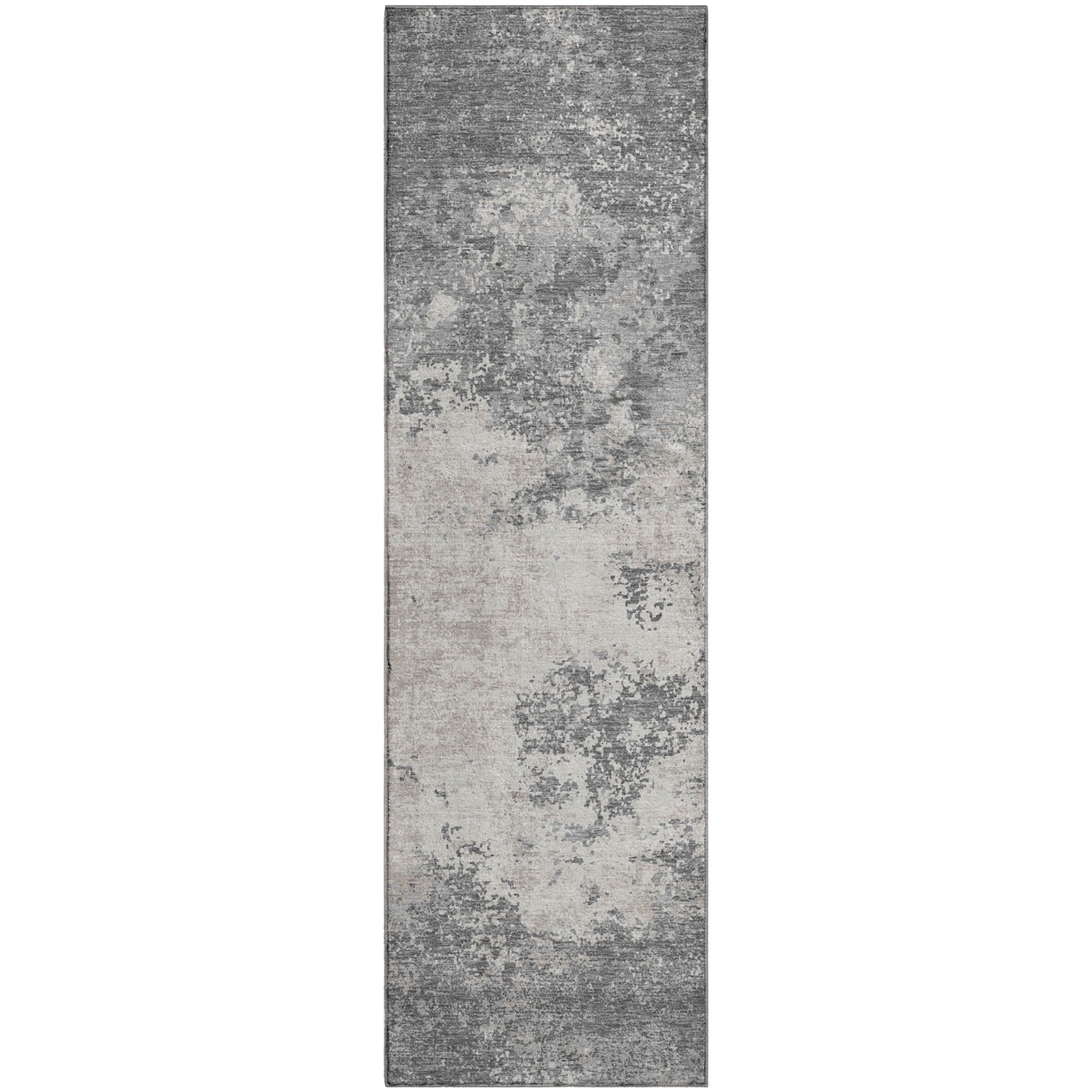 Dublin Machine Washable Transitional Gray Rug 2'3" x 7'6" #shape_Runner