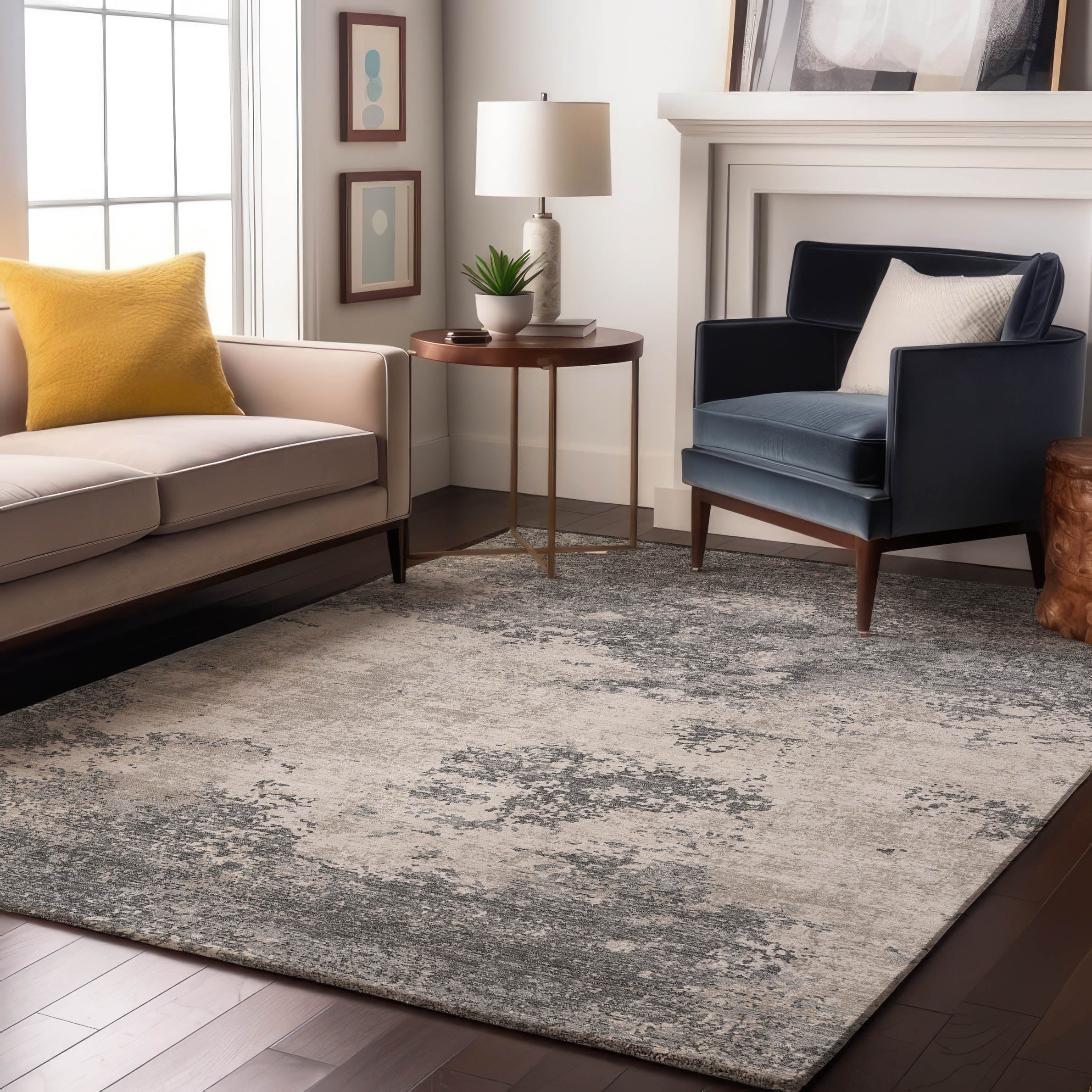 Dublin Machine Washable Transitional Gray Rug 2'6" x 3'10" #shape_Rectangle