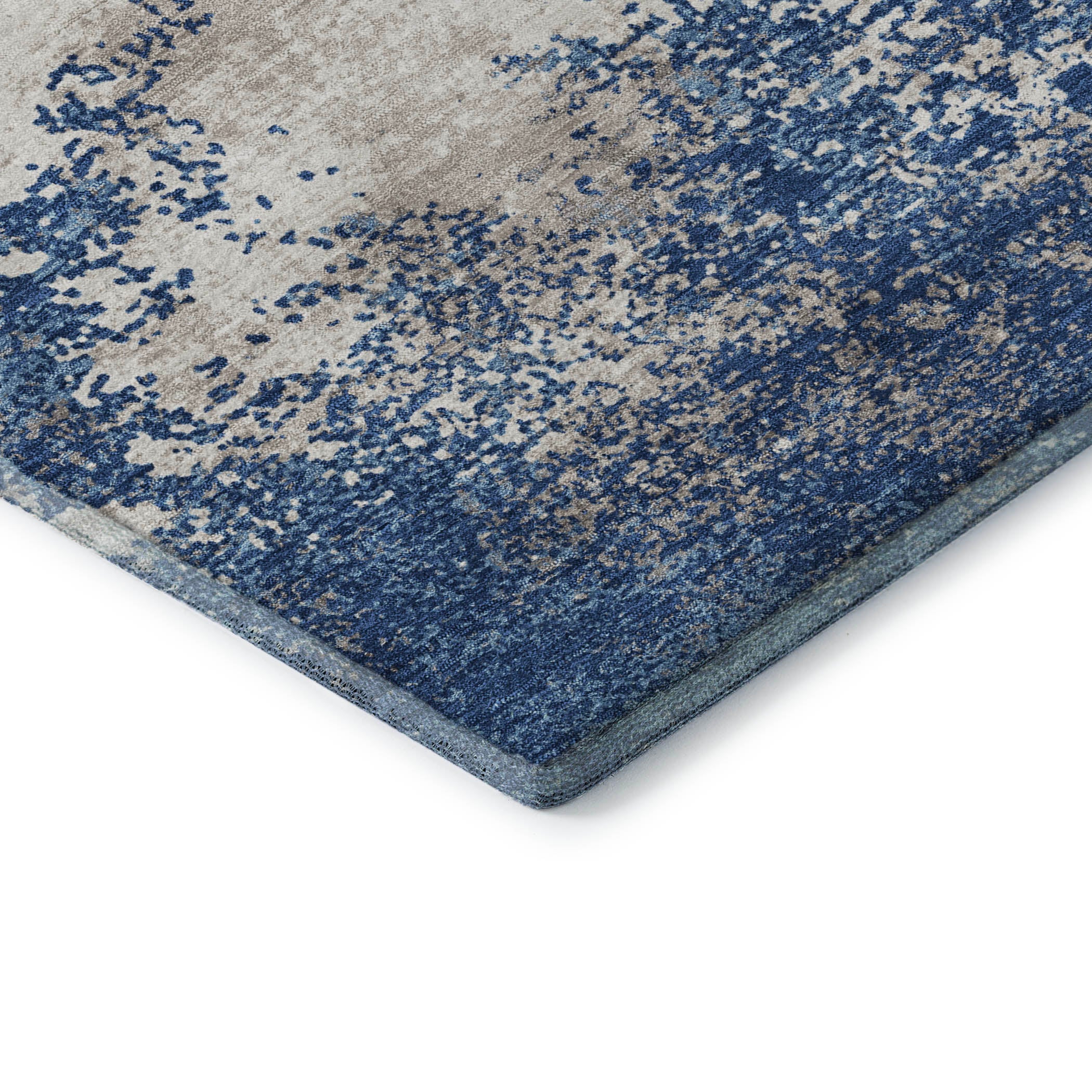 Dublin Machine Washable Transitional Navy Blue Rug 1'8" x 2'6" #shape_Rectangle