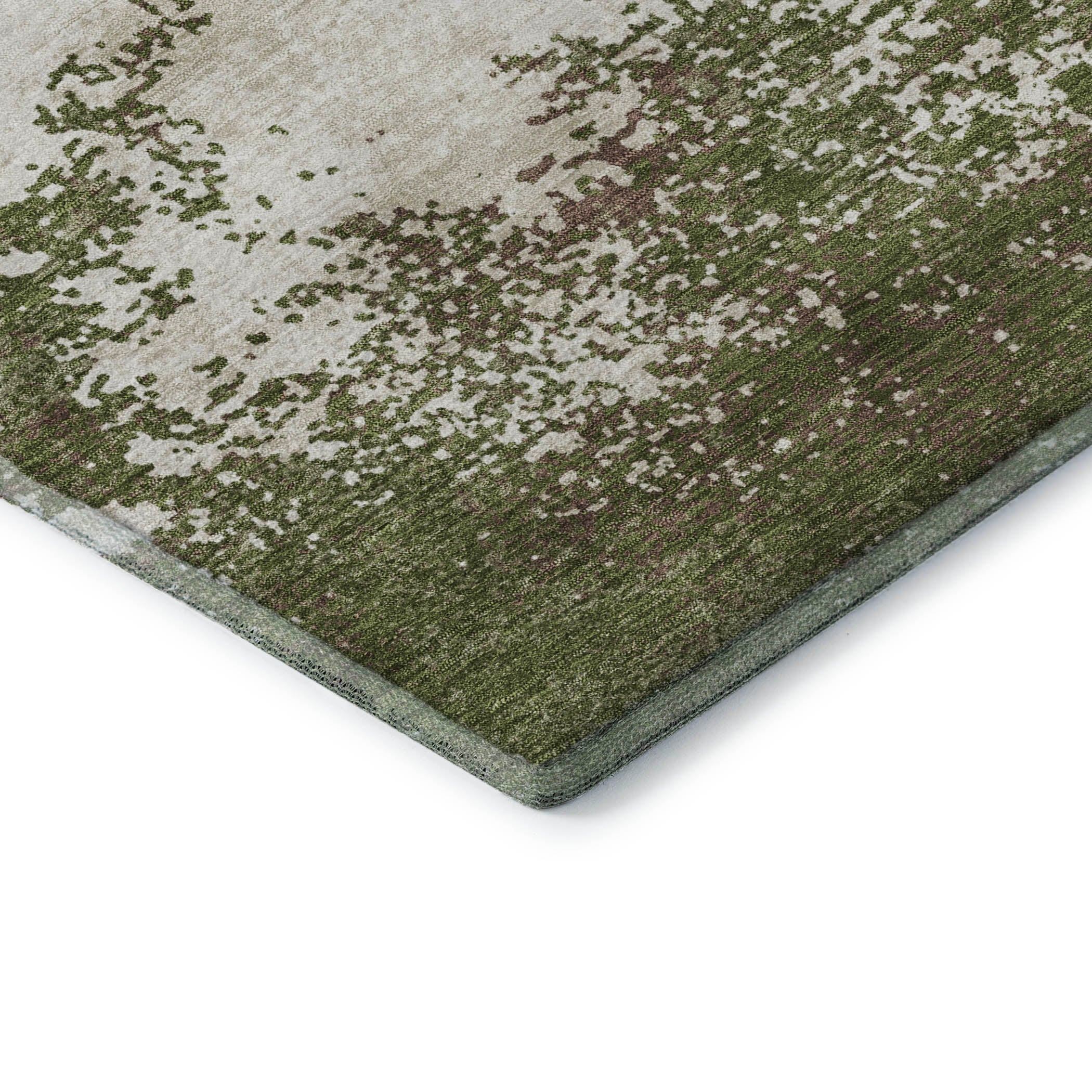 Dublin Machine Washable Transitional Olive Green Rug 1'8" x 2'6" #shape_Rectangle