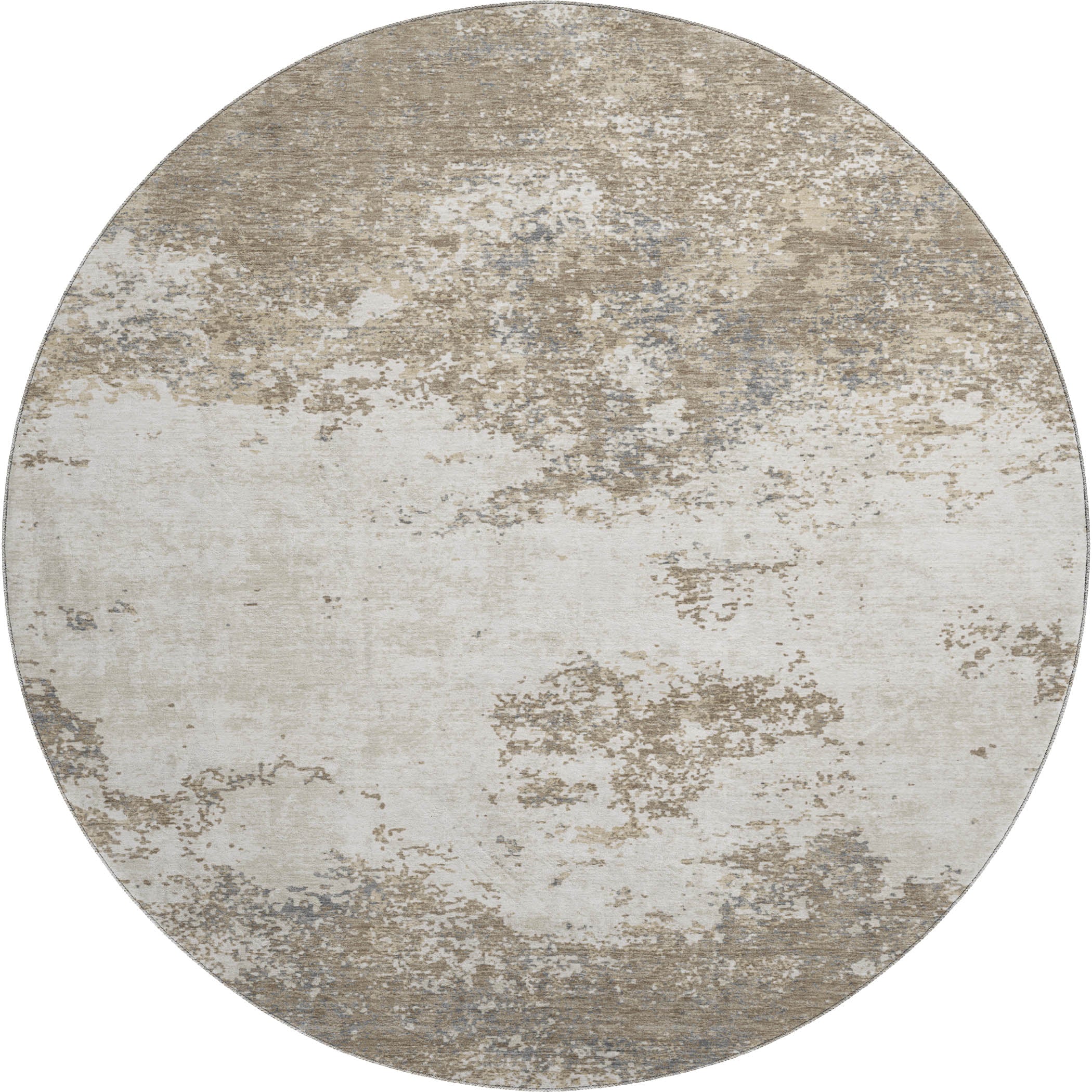 Dublin Machine Washable Transitional Taupe Brown Rug 8' x 8' #shape_Round