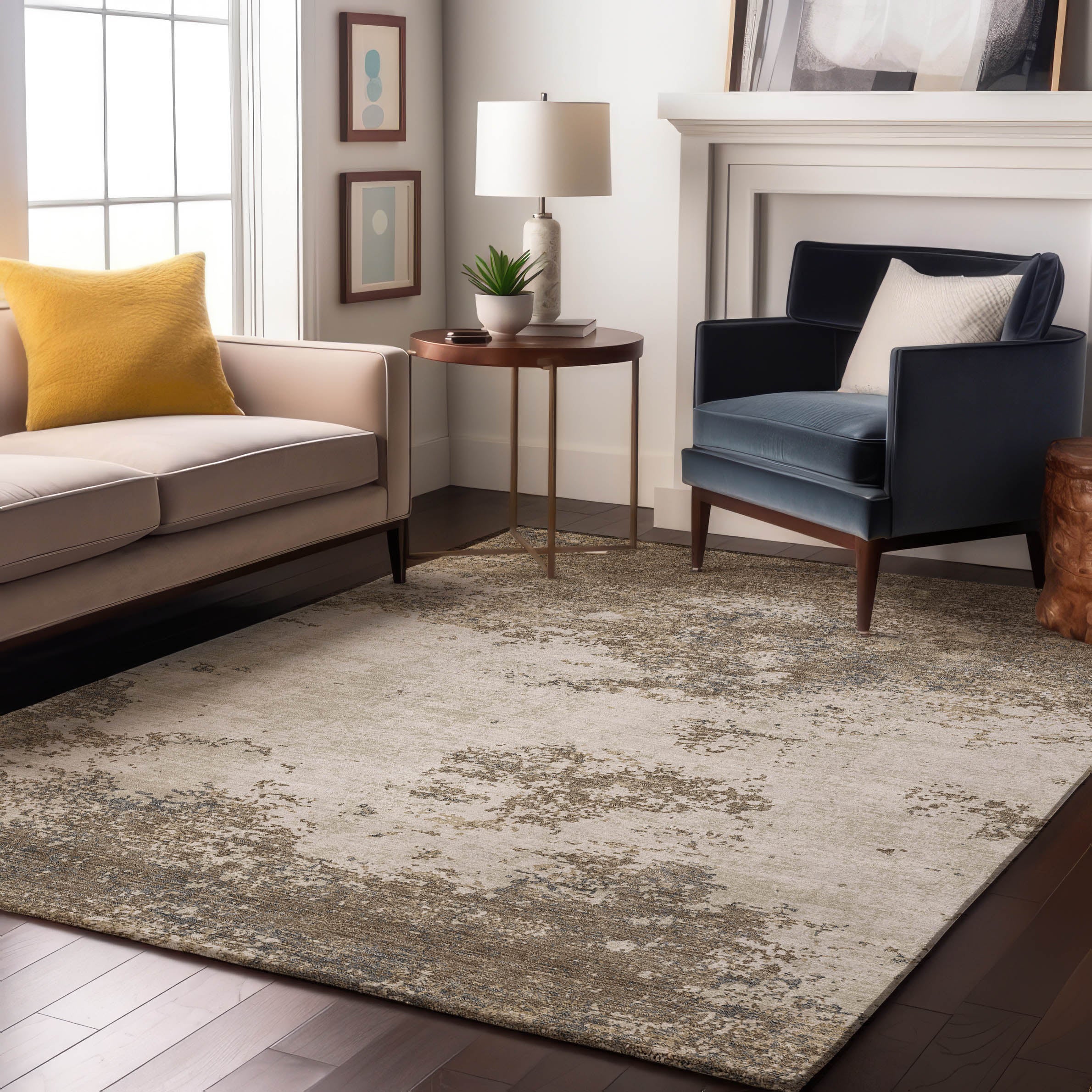 Dublin Machine Washable Transitional Taupe Brown Rug 2'6" x 3'10" #shape_Rectangle