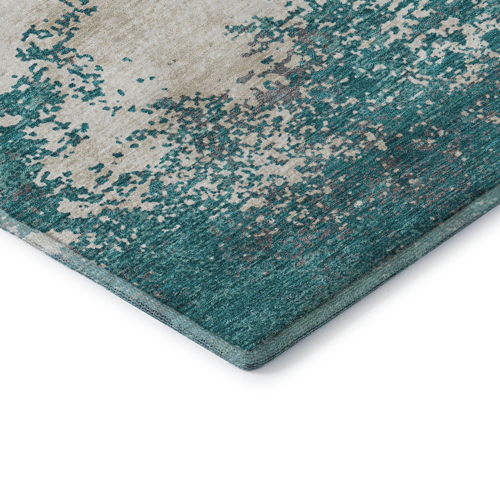 Dublin Machine Washable Transitional Teal Rug 1'8" x 2'6" #shape_Rectangle