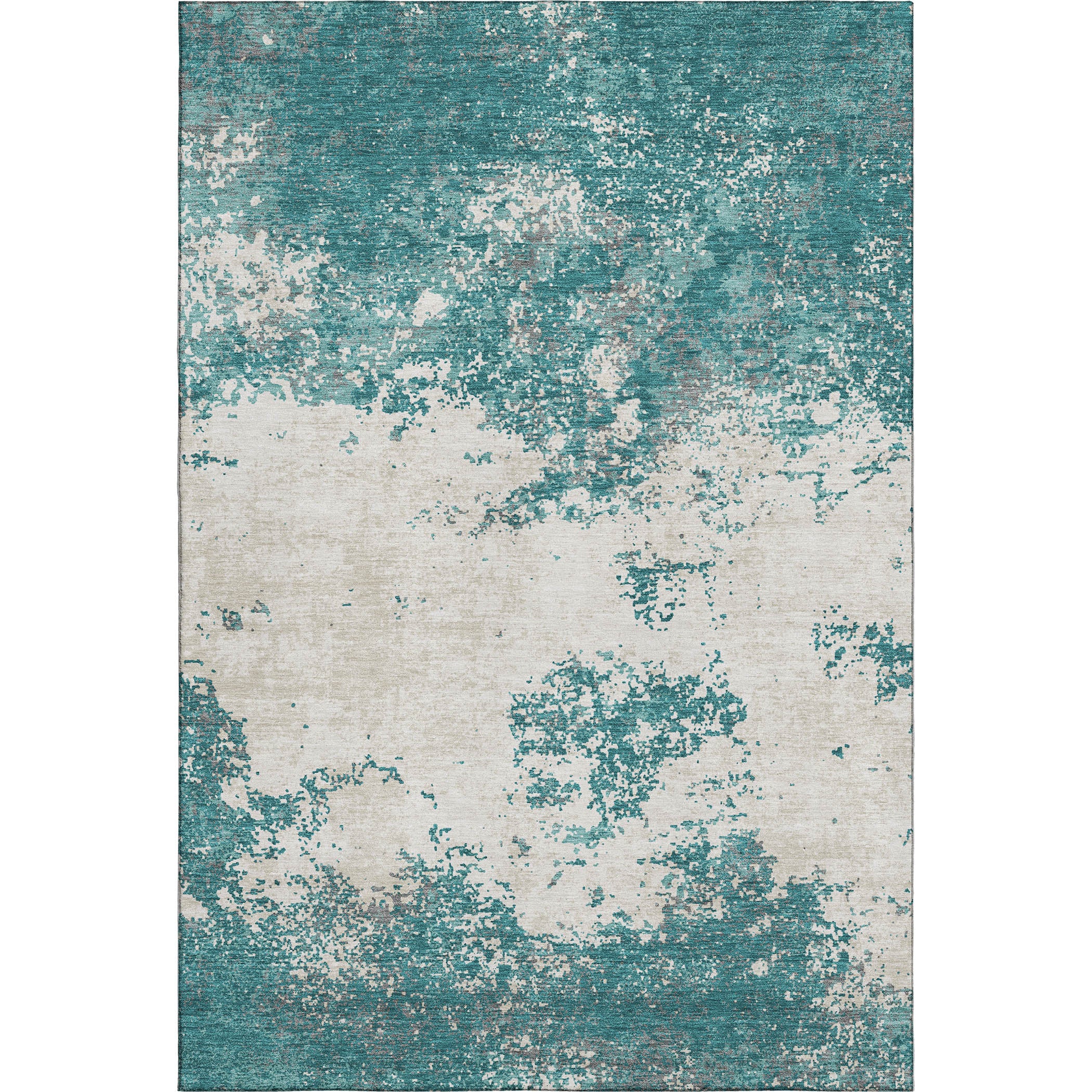 Dublin Machine Washable Transitional Teal Rug 2'6" x 3'10" #shape_Rectangle