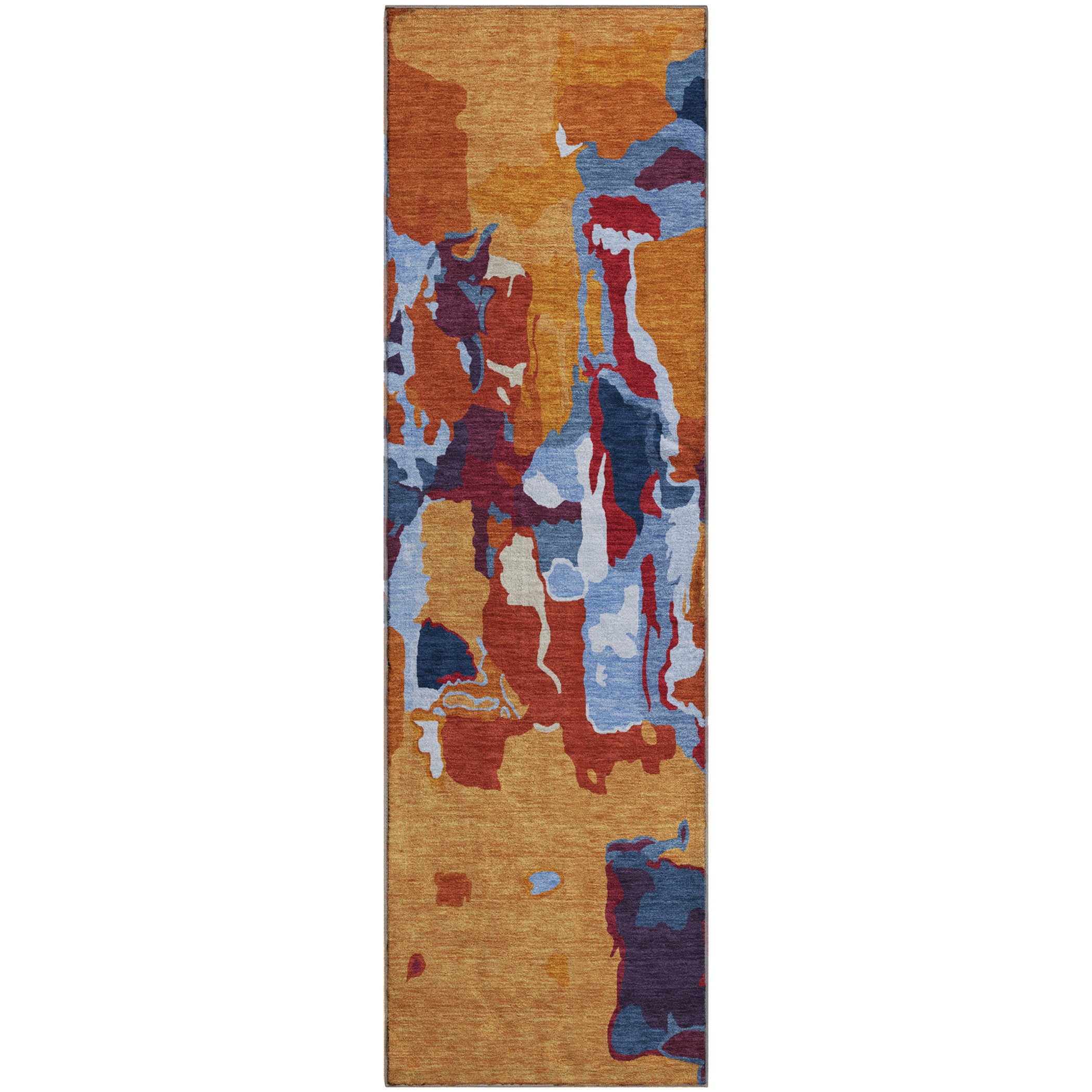 Lisbon Machine Washable Transitional Copper Orange Rug 2'3" x 7'6" #shape_Runner