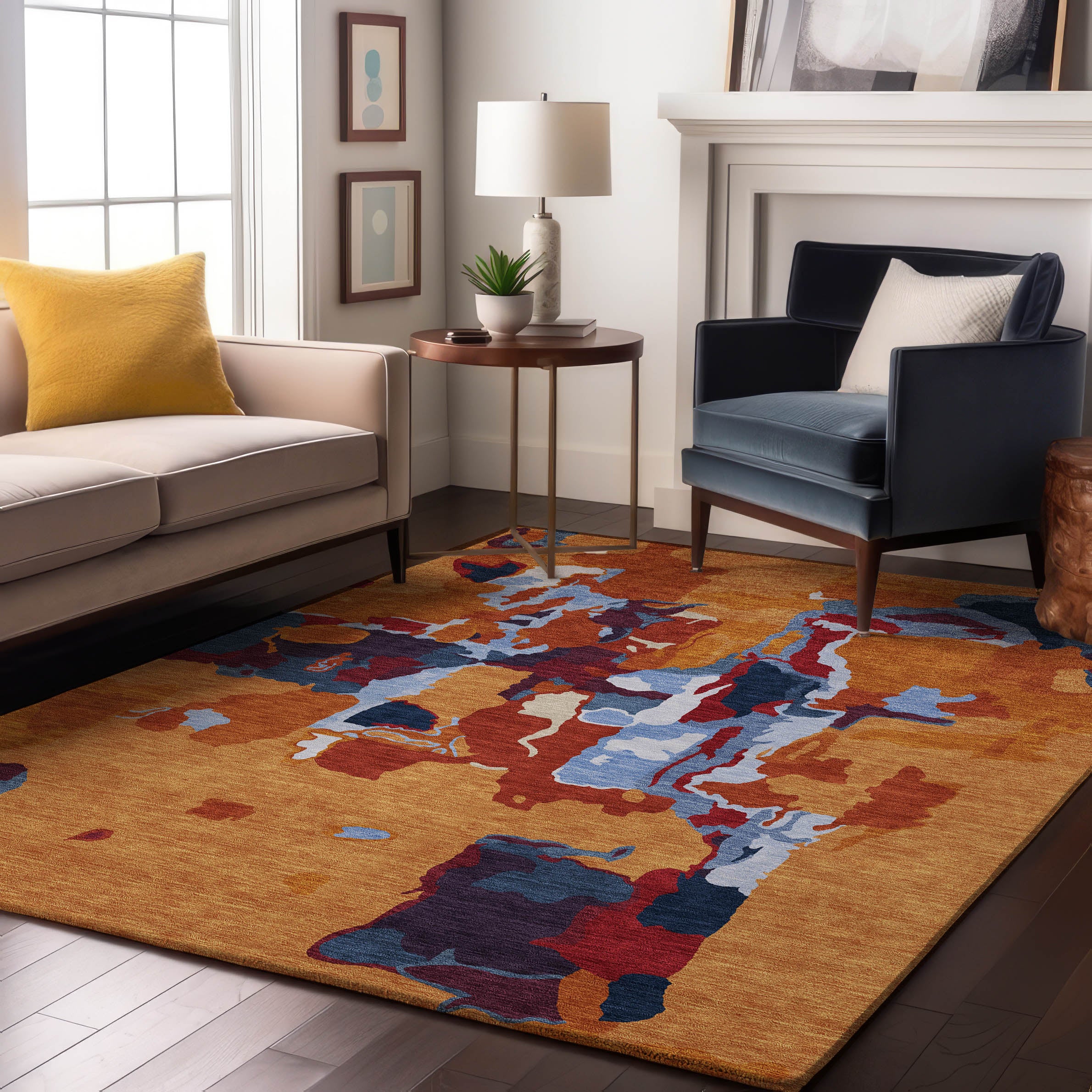 Lisbon Machine Washable Transitional Copper Orange Rug 2'6" x 3'10" #shape_Rectangle