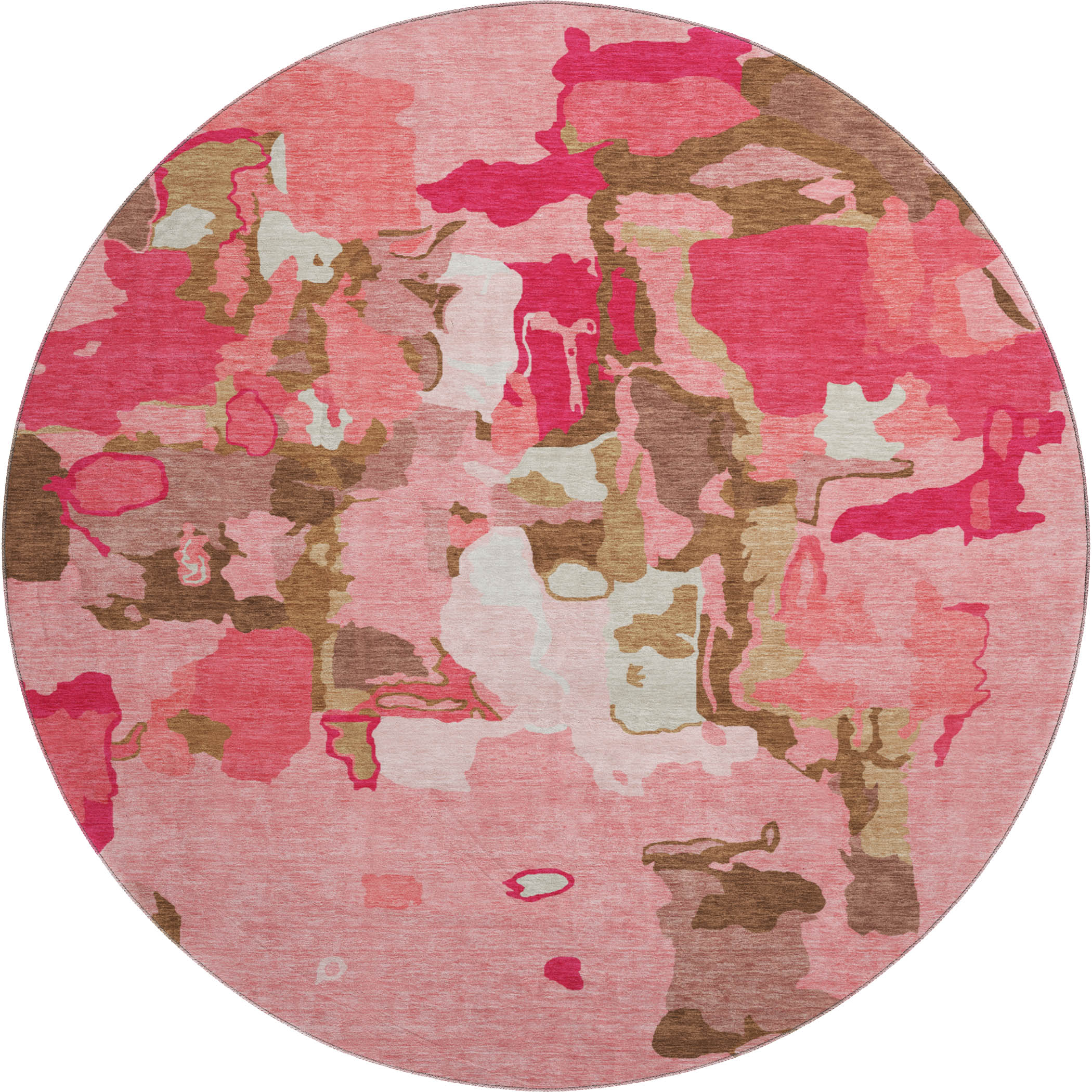 Lisbon Machine Washable Transitional Coral Orange Rug 8' x 8' #shape_Round