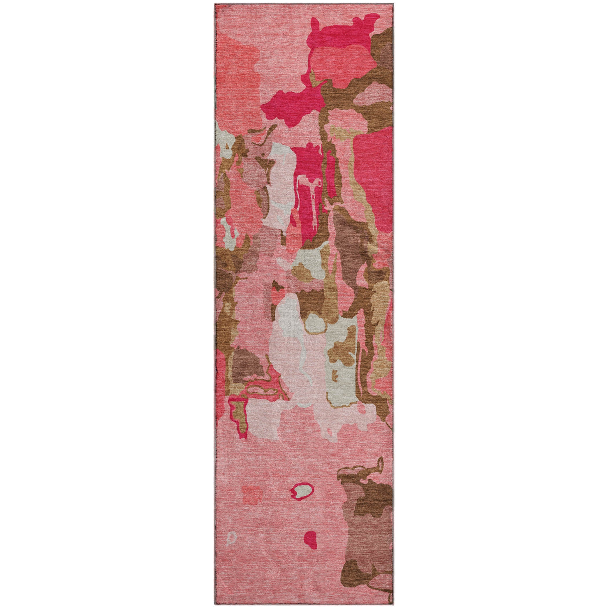 Lisbon Machine Washable Transitional Coral Orange Rug 2'3" x 7'6" #shape_Runner