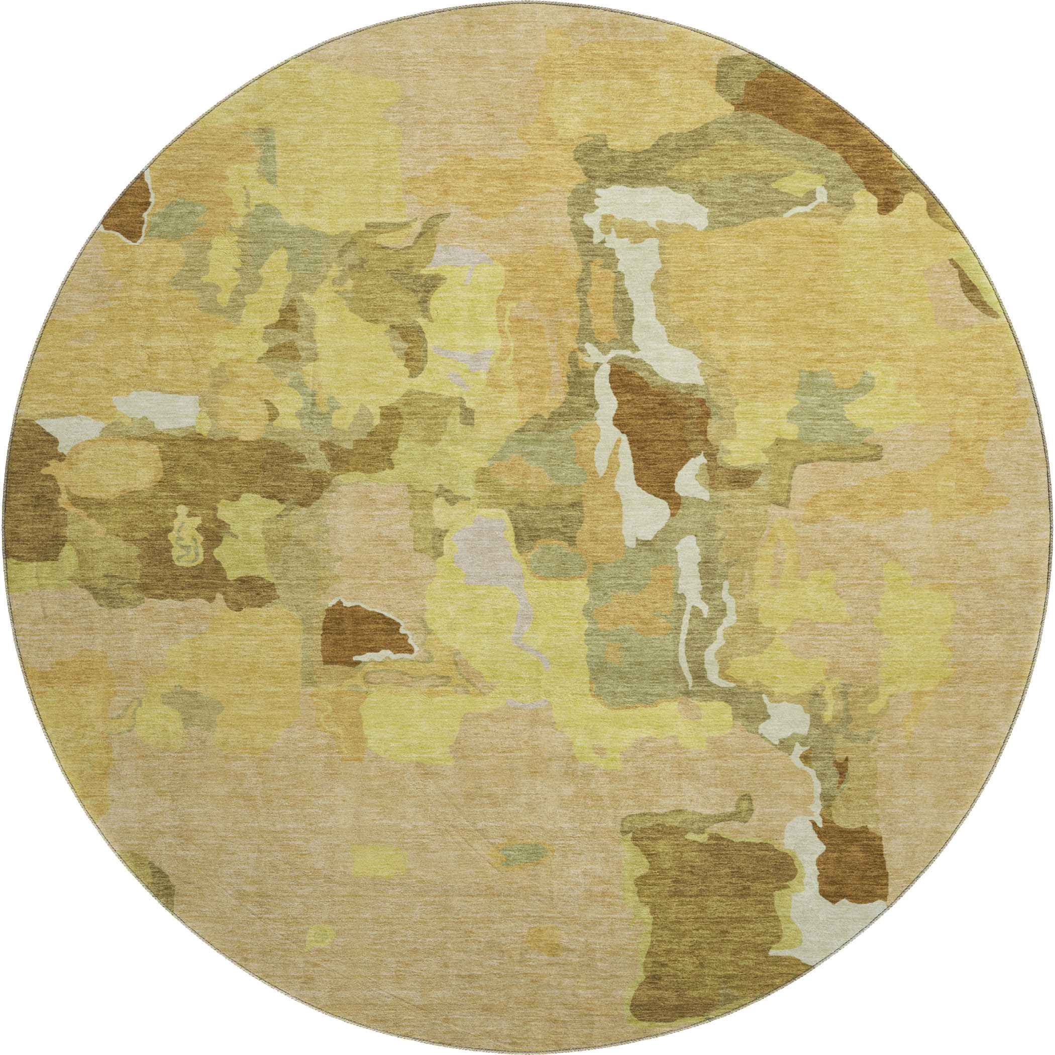 Lisbon Machine Washable Transitional Gold Rug 8' x 8' #shape_Round