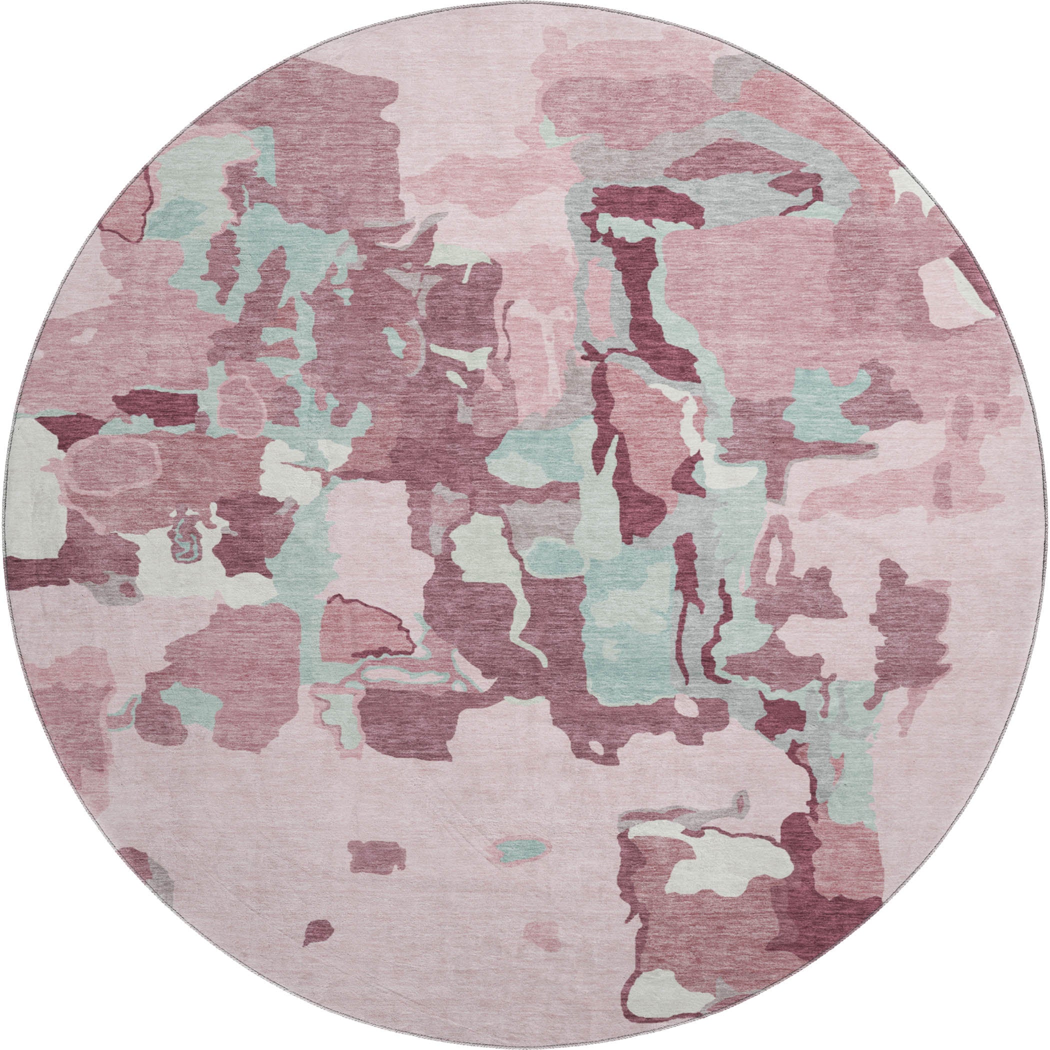 Lisbon Machine Washable Transitional Pink Rug 8' x 8' #shape_Round