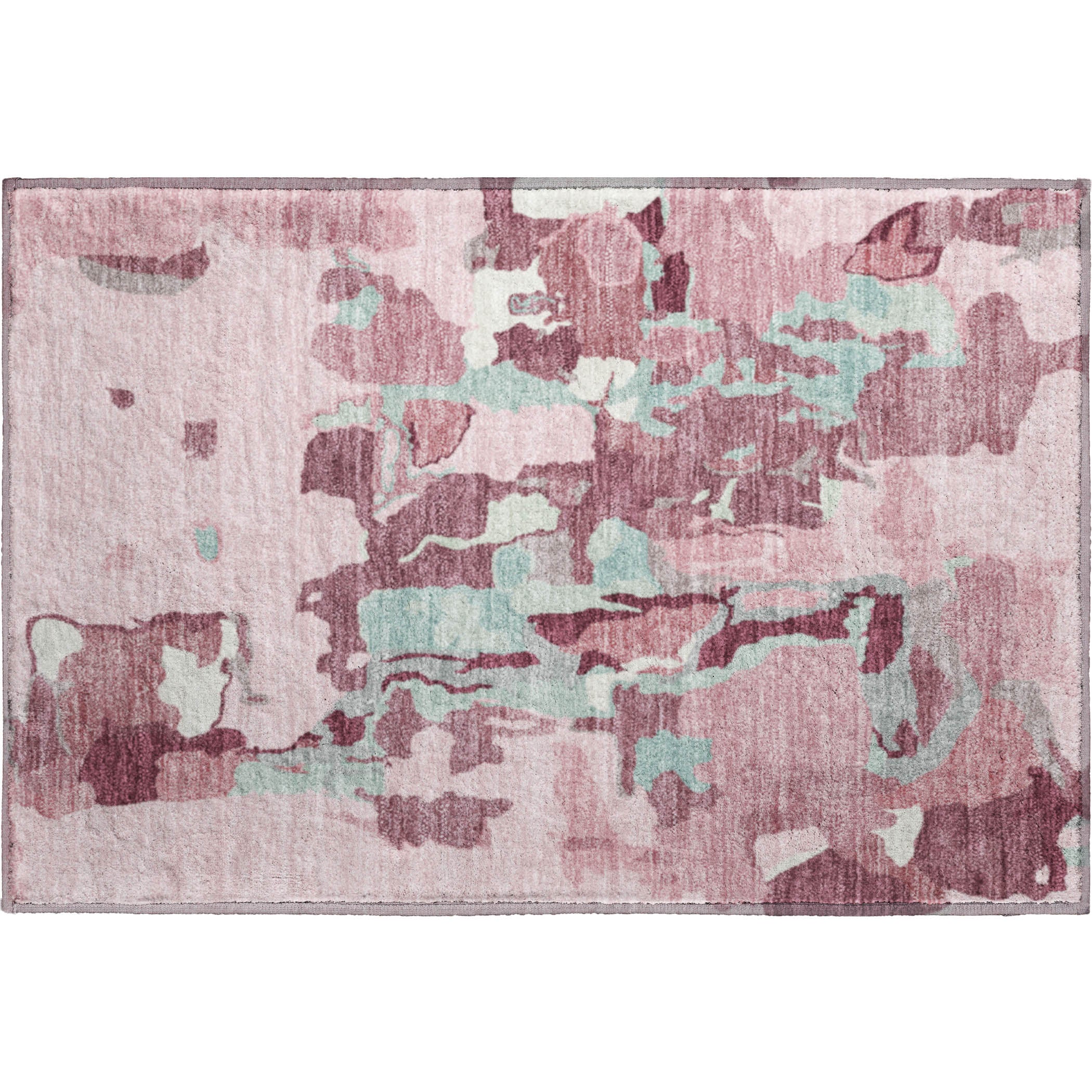 Lisbon Machine Washable Transitional Pink Rug 1'8" x 2'6" #shape_Rectangle