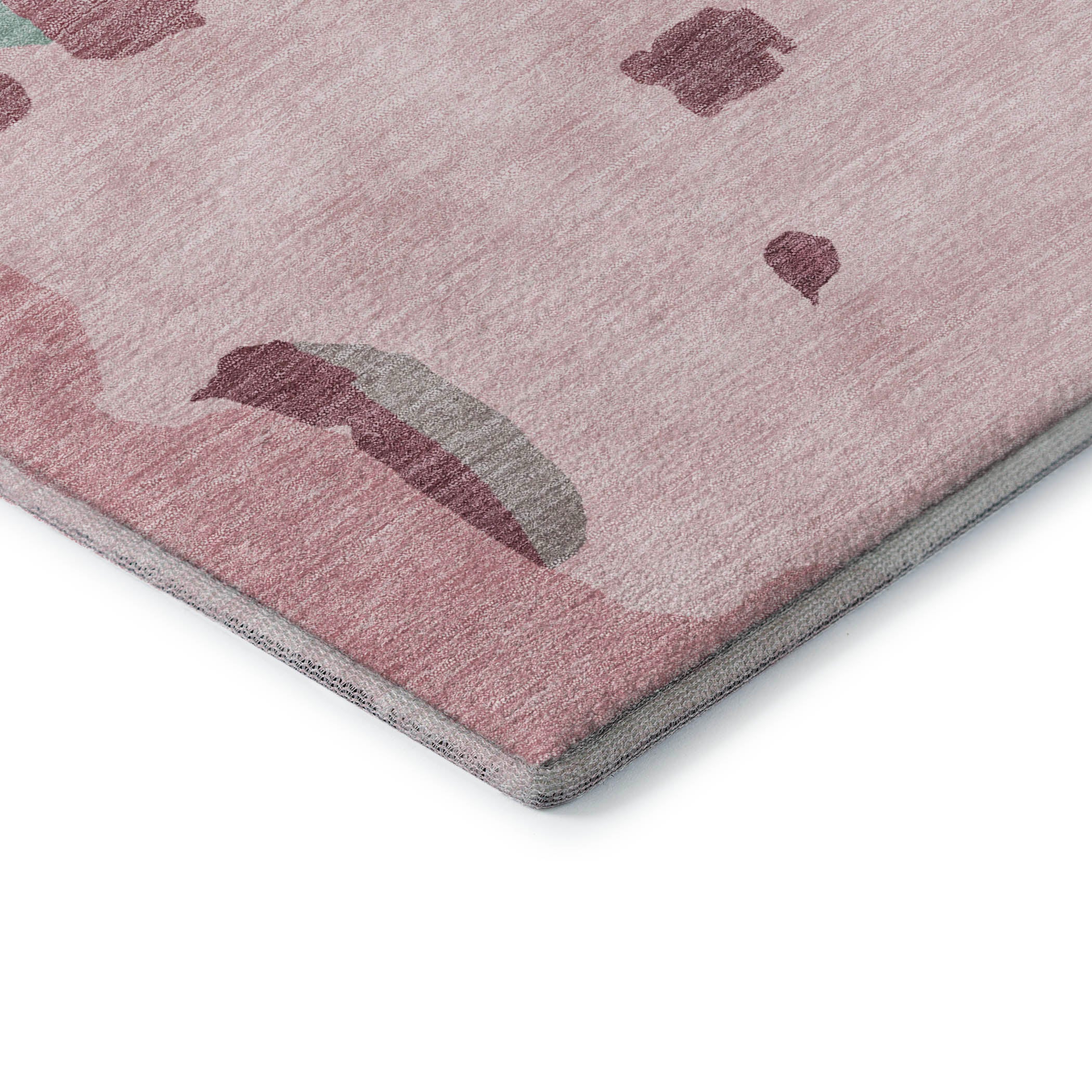 Lisbon Machine Washable Transitional Pink Rug 1'8" x 2'6" #shape_Rectangle