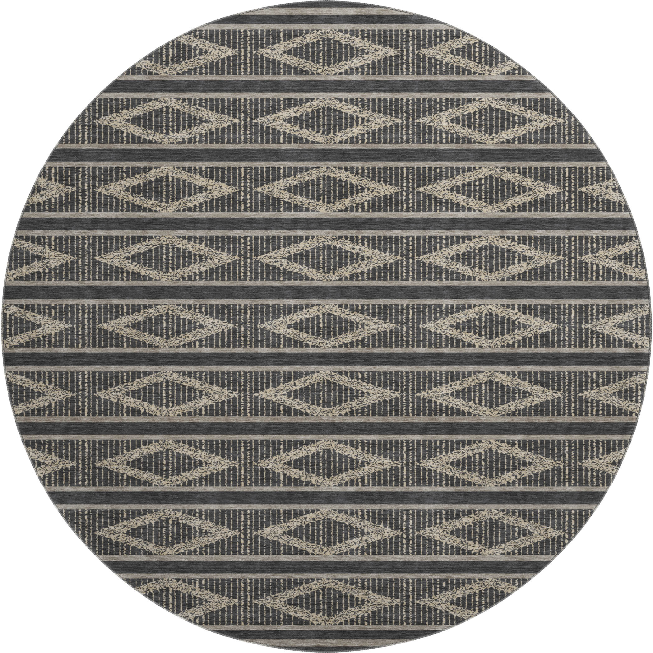 Athens Machine Washable Transitional Black Rug 8' x 8' #shape_Round