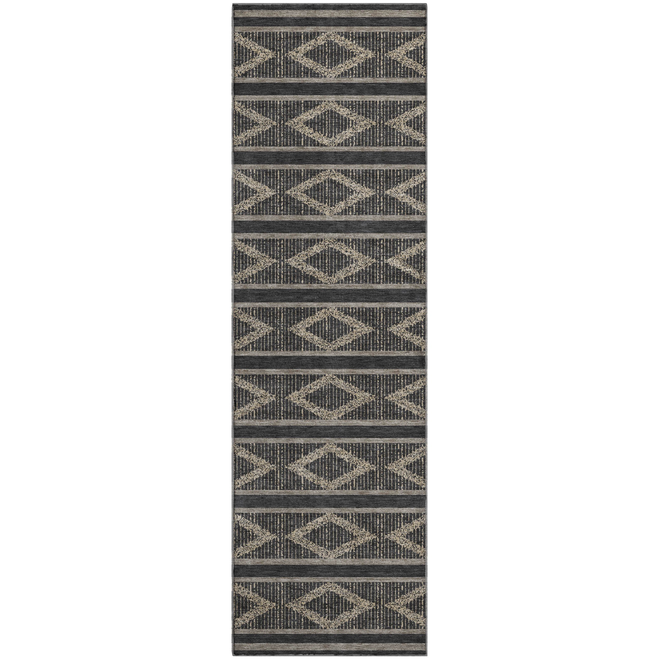Athens Machine Washable Transitional Black Rug 2'3" x 7'6" #shape_Runner