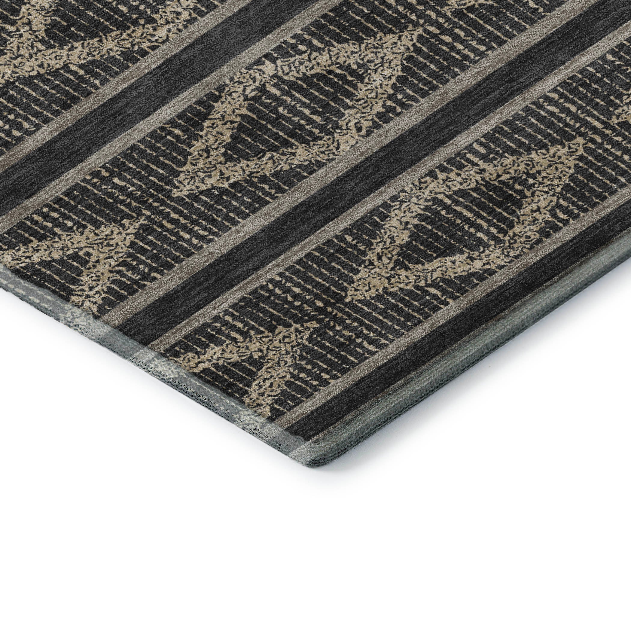 Athens Machine Washable Transitional Black Rug 1'8" x 2'6" #shape_Rectangle