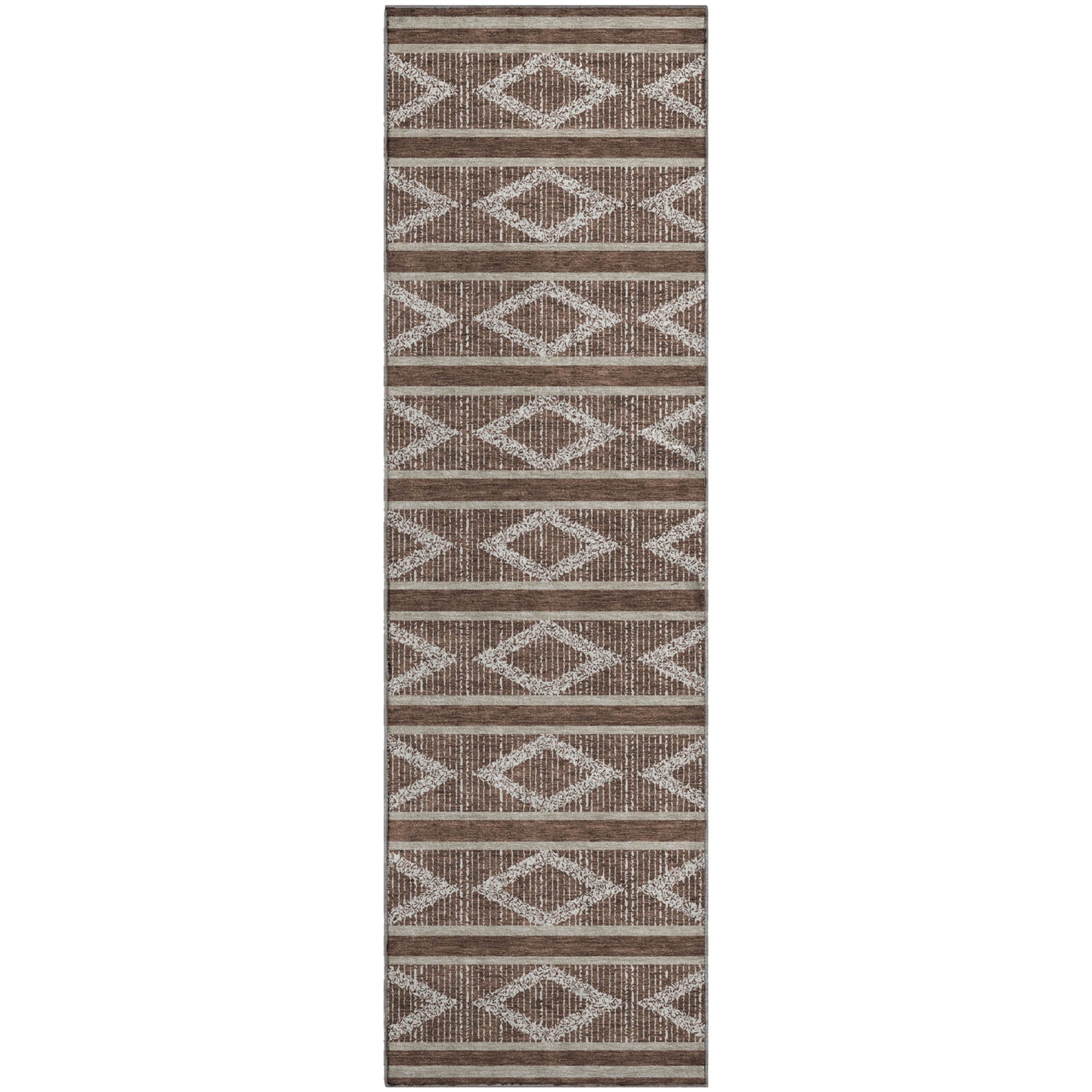 Athens Machine Washable Transitional Brown Rug 2'3" x 7'6" #shape_Runner