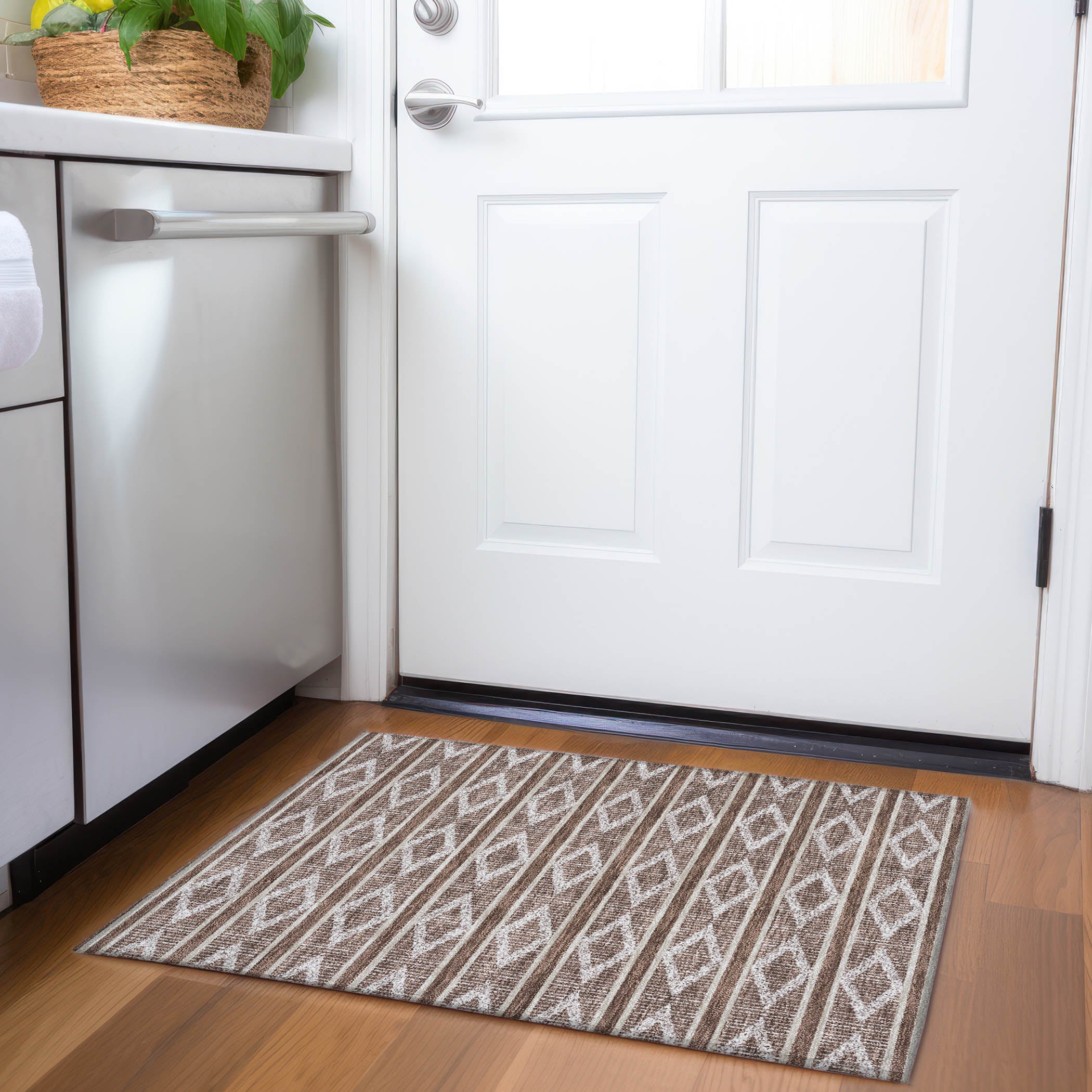 Athens Machine Washable Transitional Brown Rug 1'8" x 2'6" #shape_Rectangle
