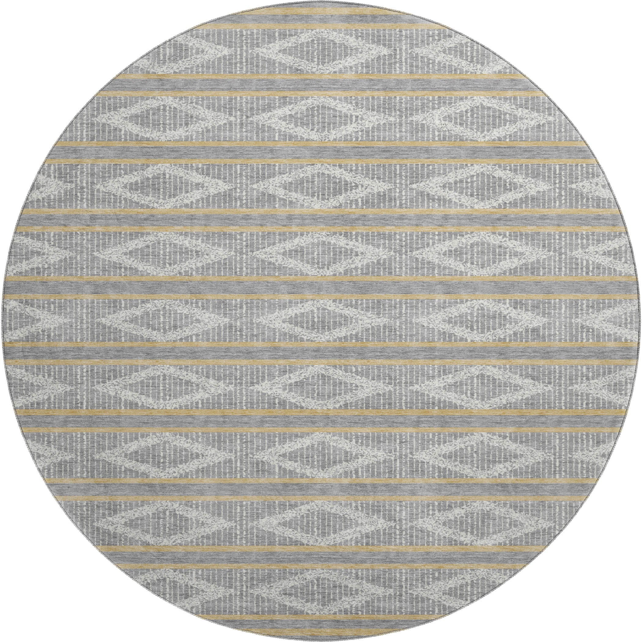 Athens Machine Washable Transitional Gray Rug 8' x 8' #shape_Round
