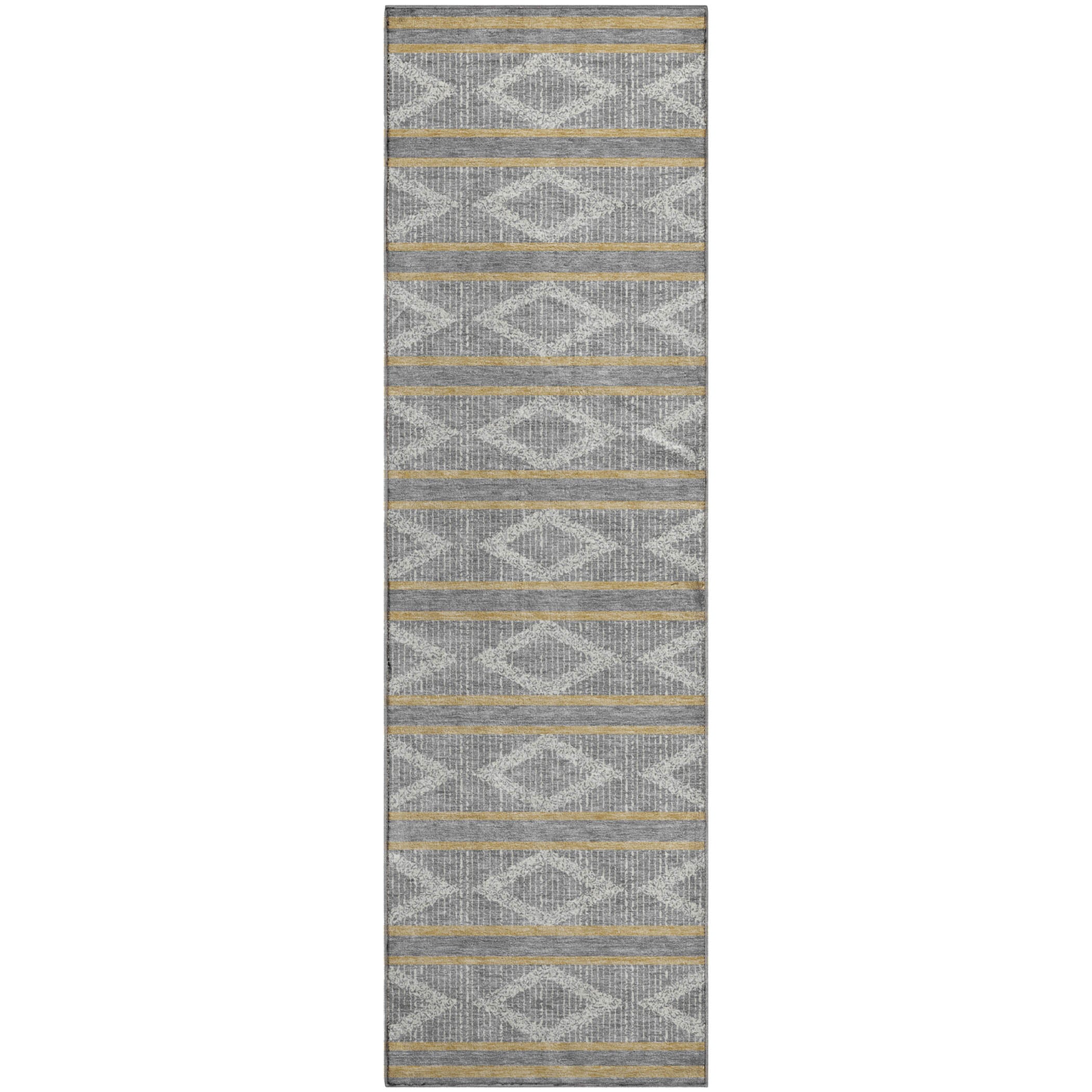 Athens Machine Washable Transitional Gray Rug 2'3" x 7'6" #shape_Runner