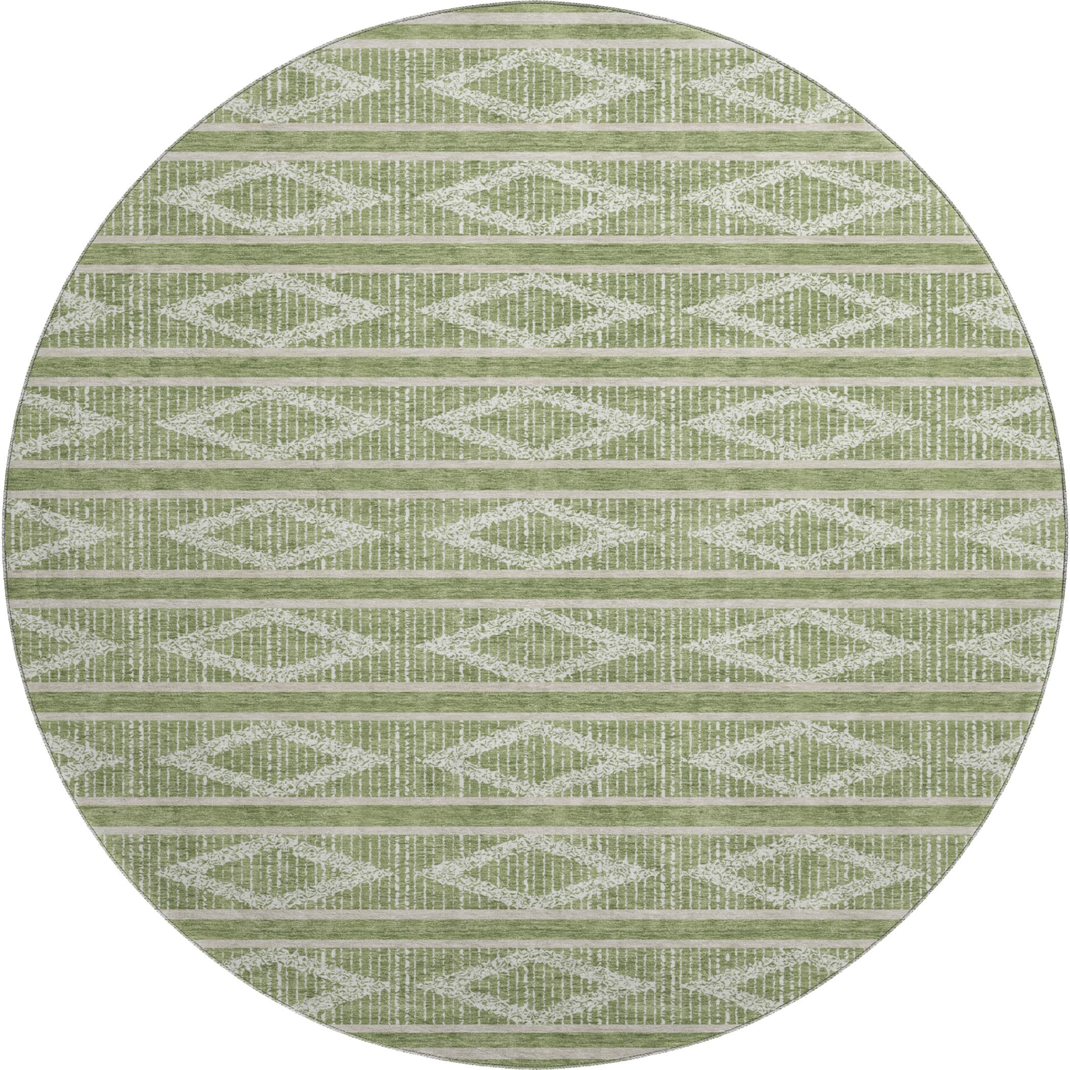 Athens Machine Washable Transitional Green Rug 8' x 8' #shape_Round