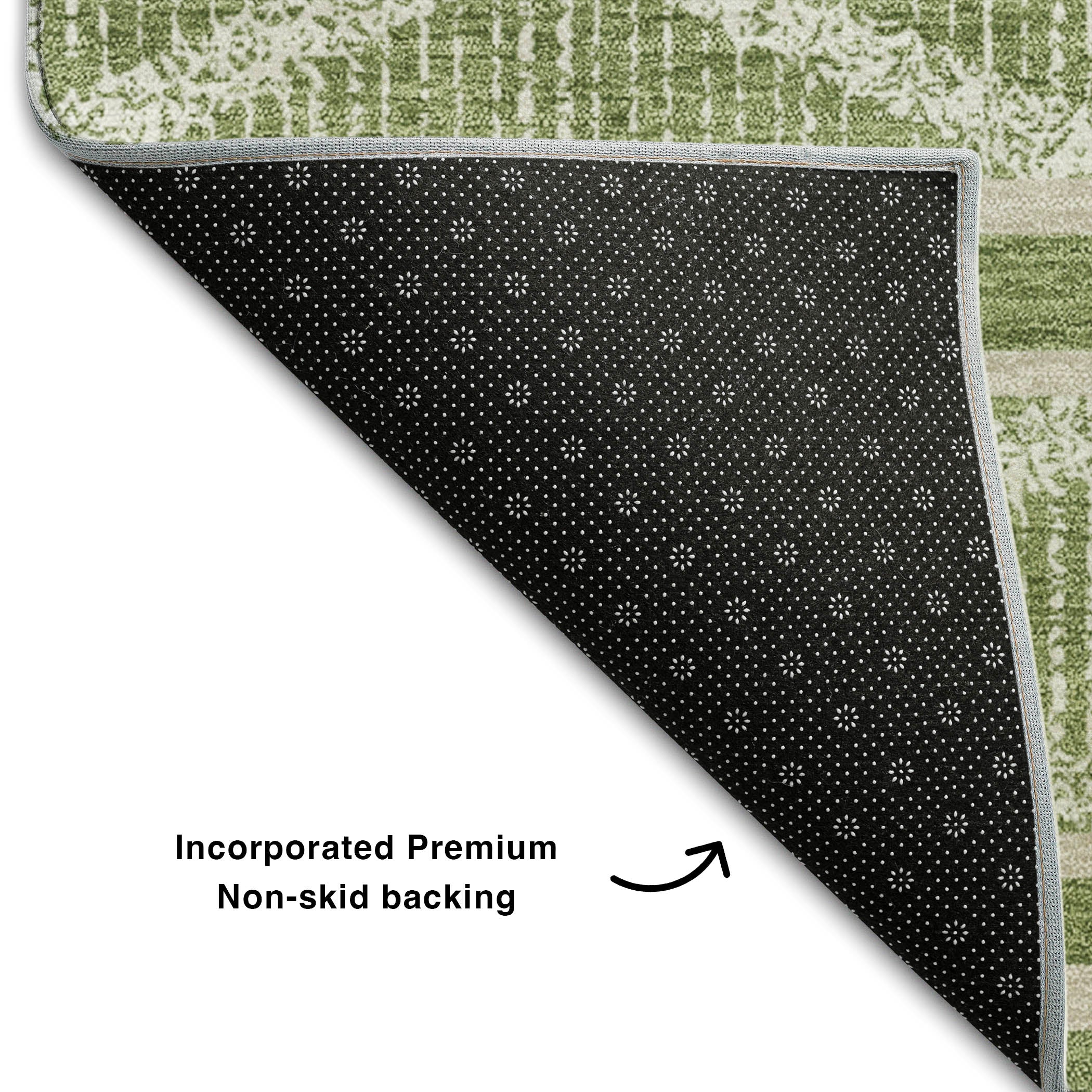 Athens Machine Washable Transitional Green Rug 1'8" x 2'6" #shape_Rectangle