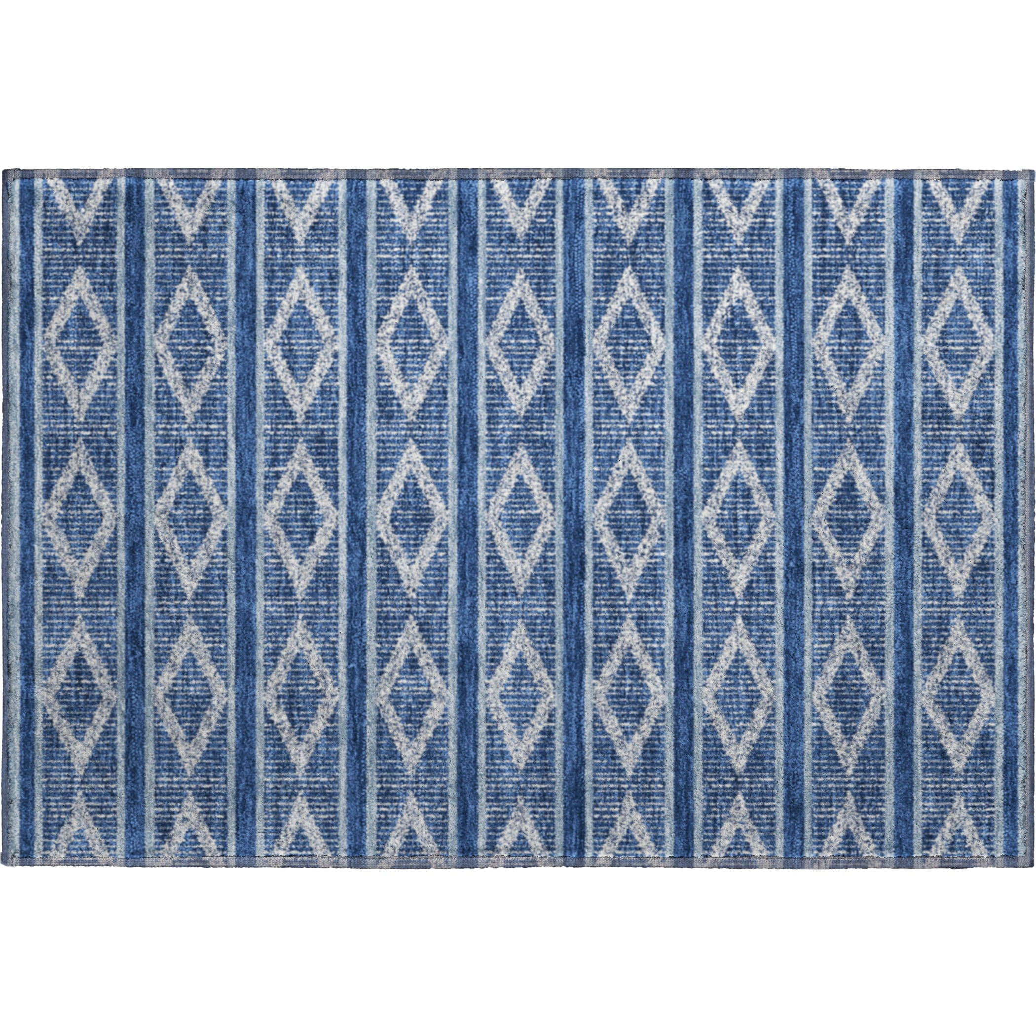 Athens Machine Washable Transitional Navy Blue Rug 1'8" x 2'6" #shape_Rectangle