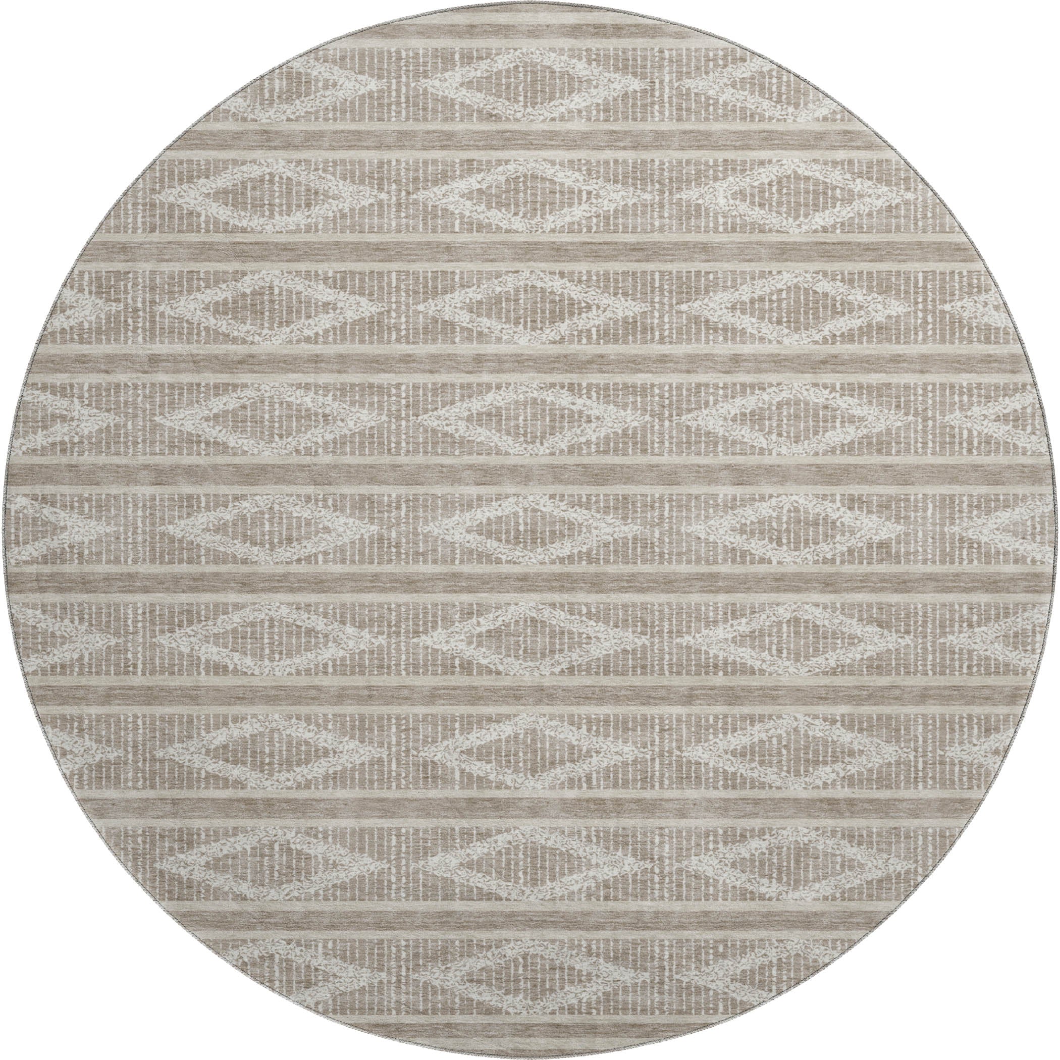 Athens Machine Washable Transitional Taupe Brown Rug 8' x 8' #shape_Round