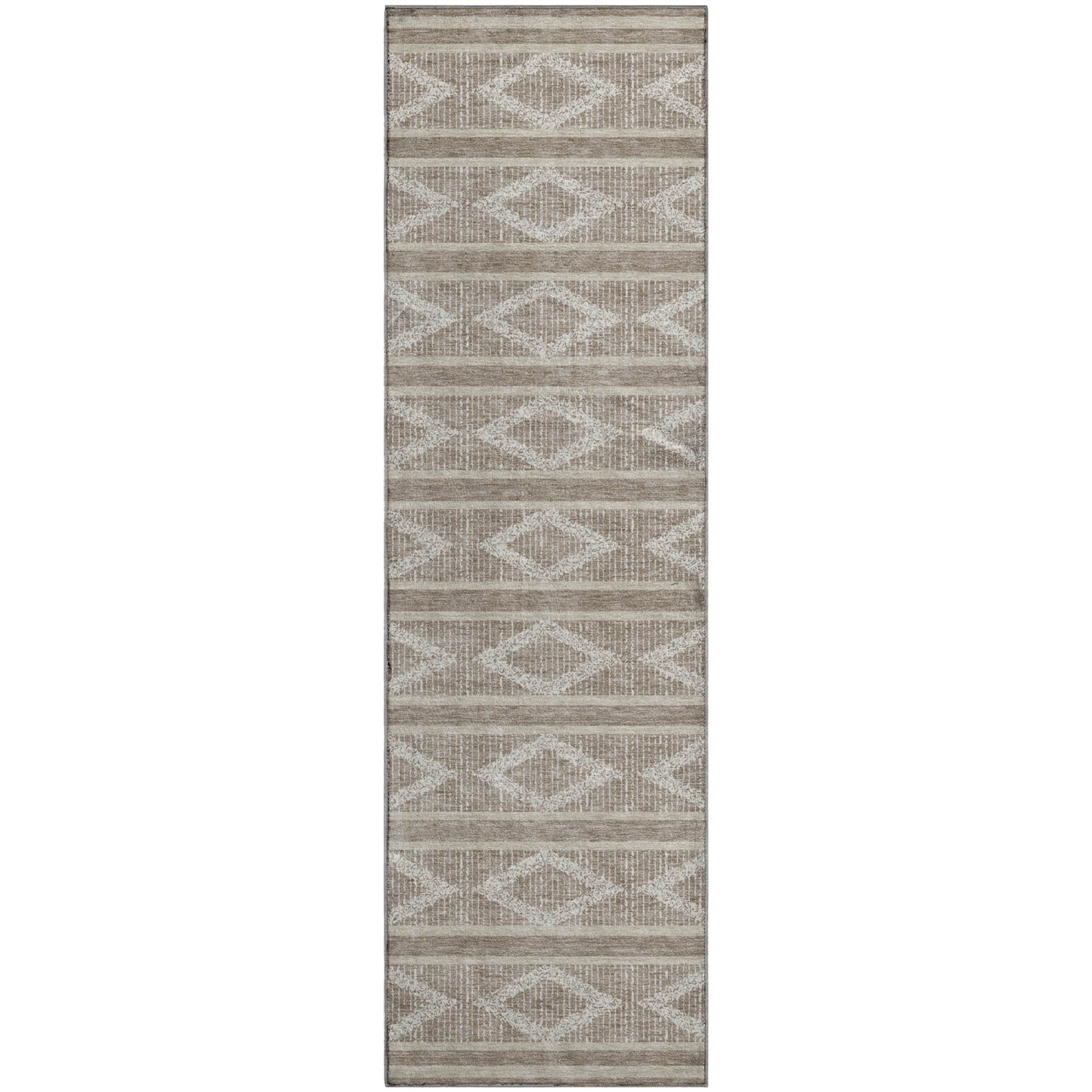Athens Machine Washable Transitional Taupe Brown Rug 2'3" x 7'6" #shape_Runner