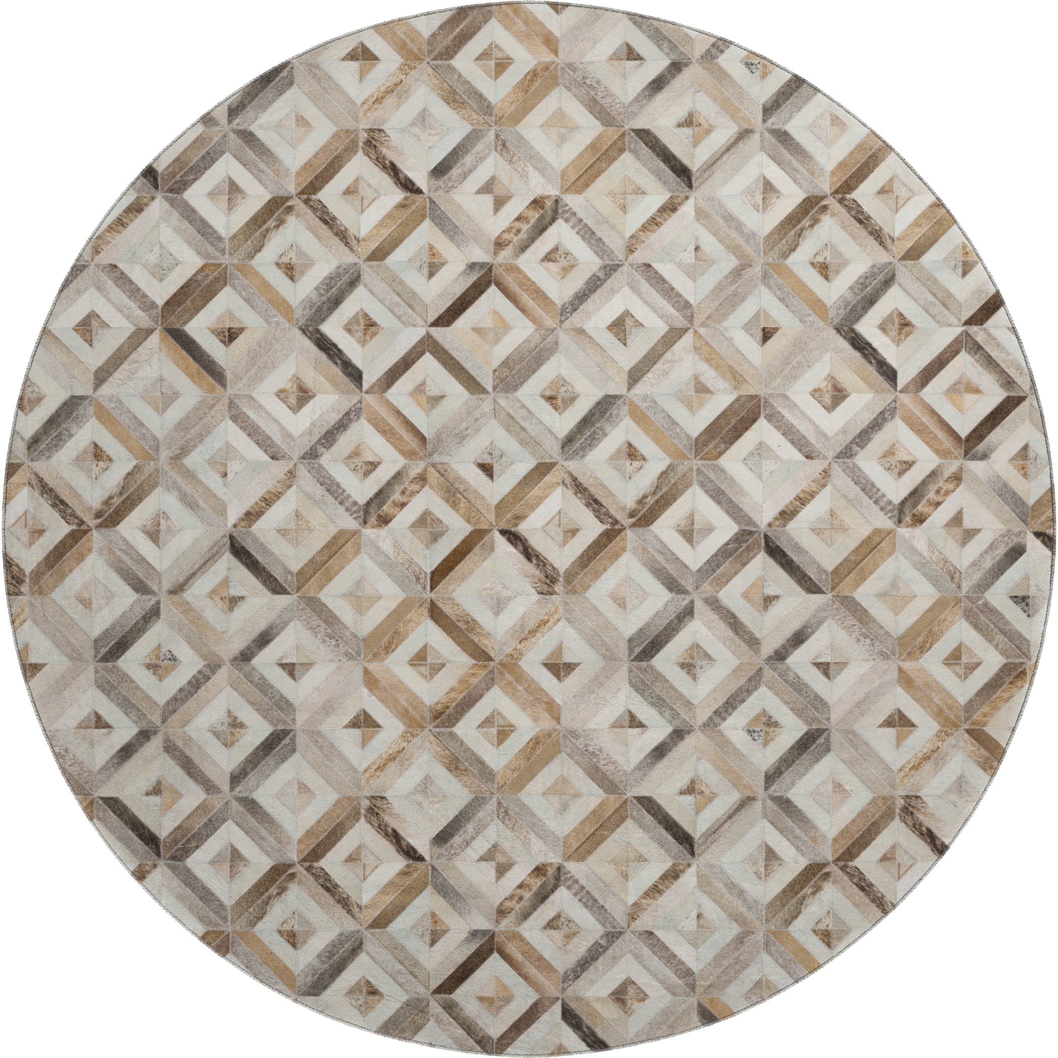 Split Machine Washable Cowhide Gray Rug 8' x 8' #shape_Round