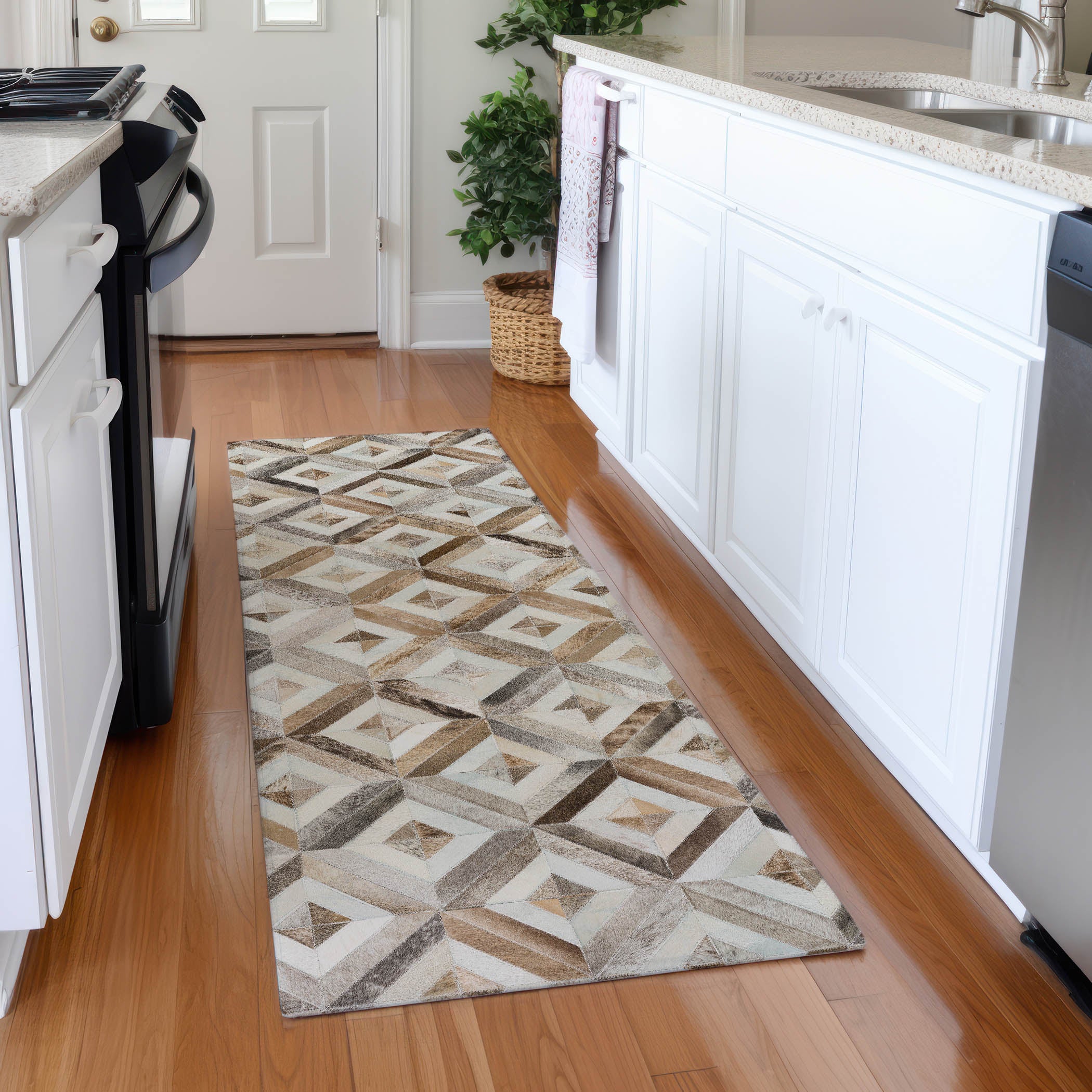 Split Machine Washable Cowhide Gray Rug 2'3" x 7'6" #shape_Runner