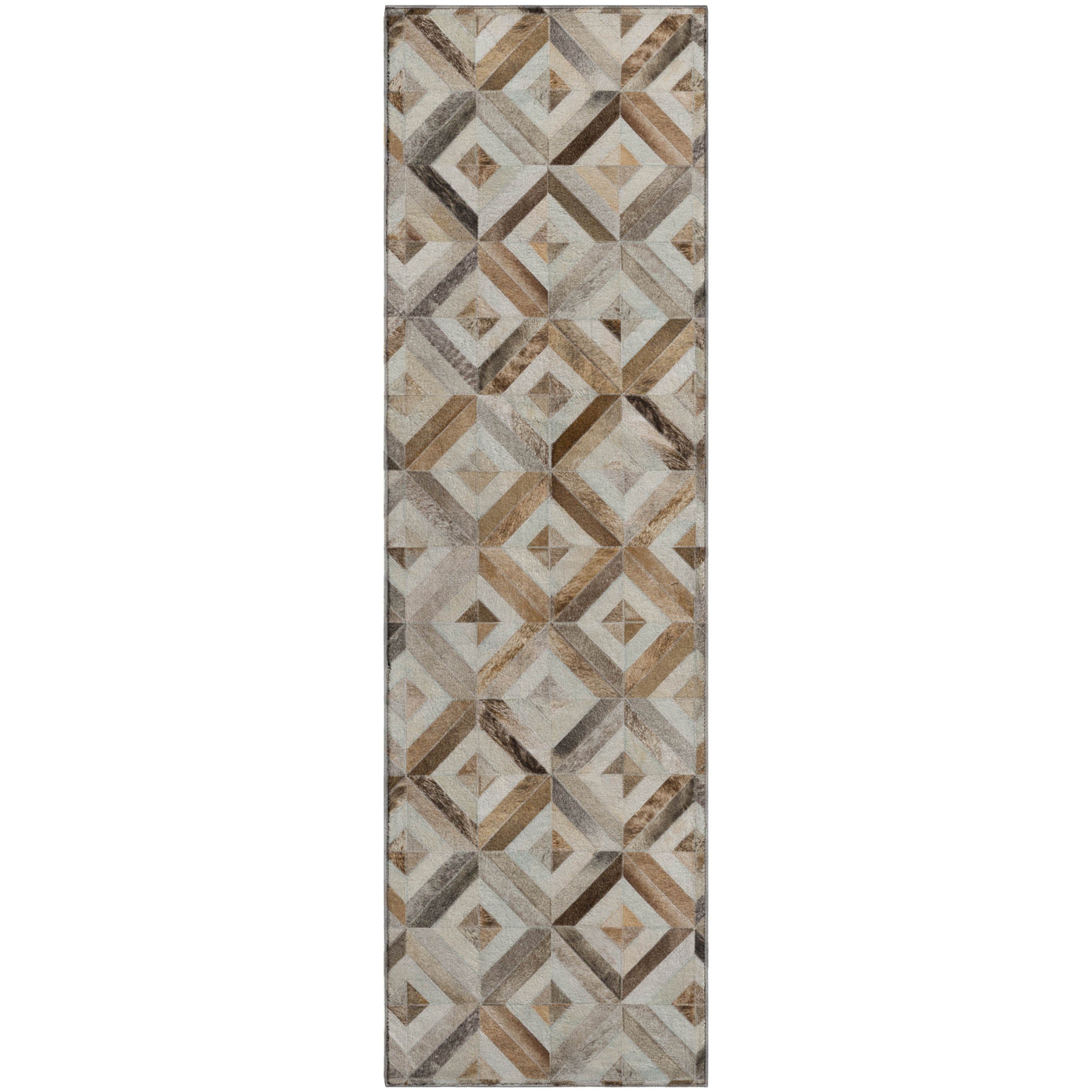 Split Machine Washable Cowhide Gray Rug 2'3" x 7'6" #shape_Runner