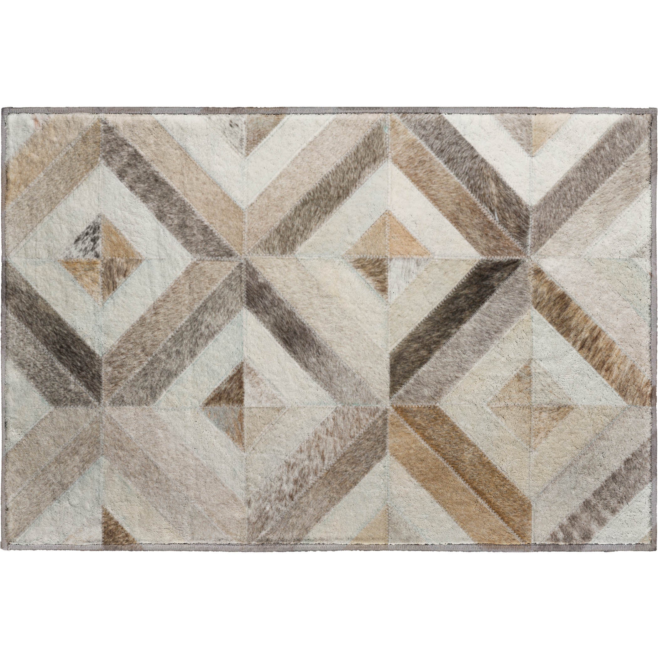 Split Machine Washable Cowhide Gray Rug 1'8" x 2'6" #shape_Rectangle