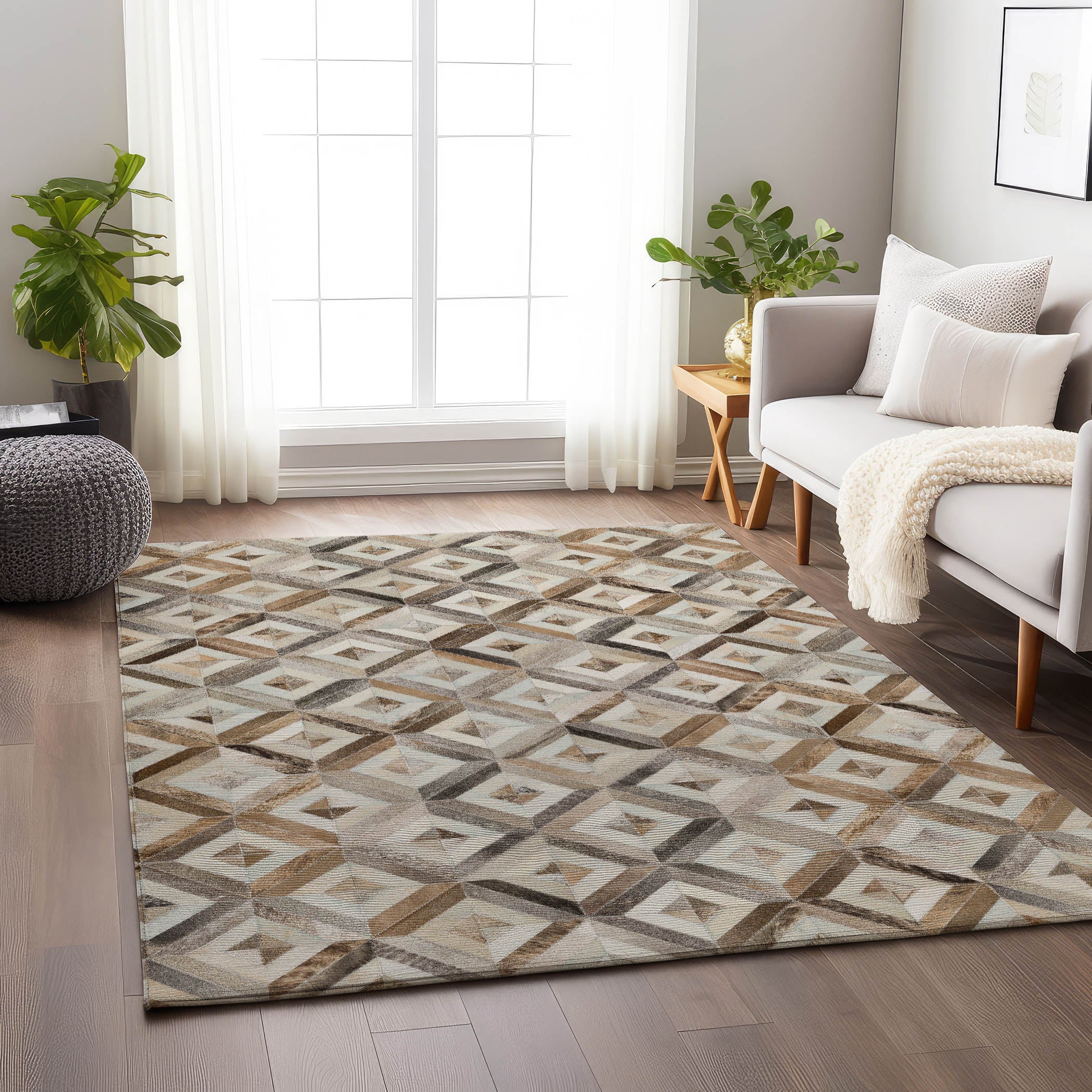Split Machine Washable Cowhide Gray Rug 2'6" x 3'10" #shape_Rectangle