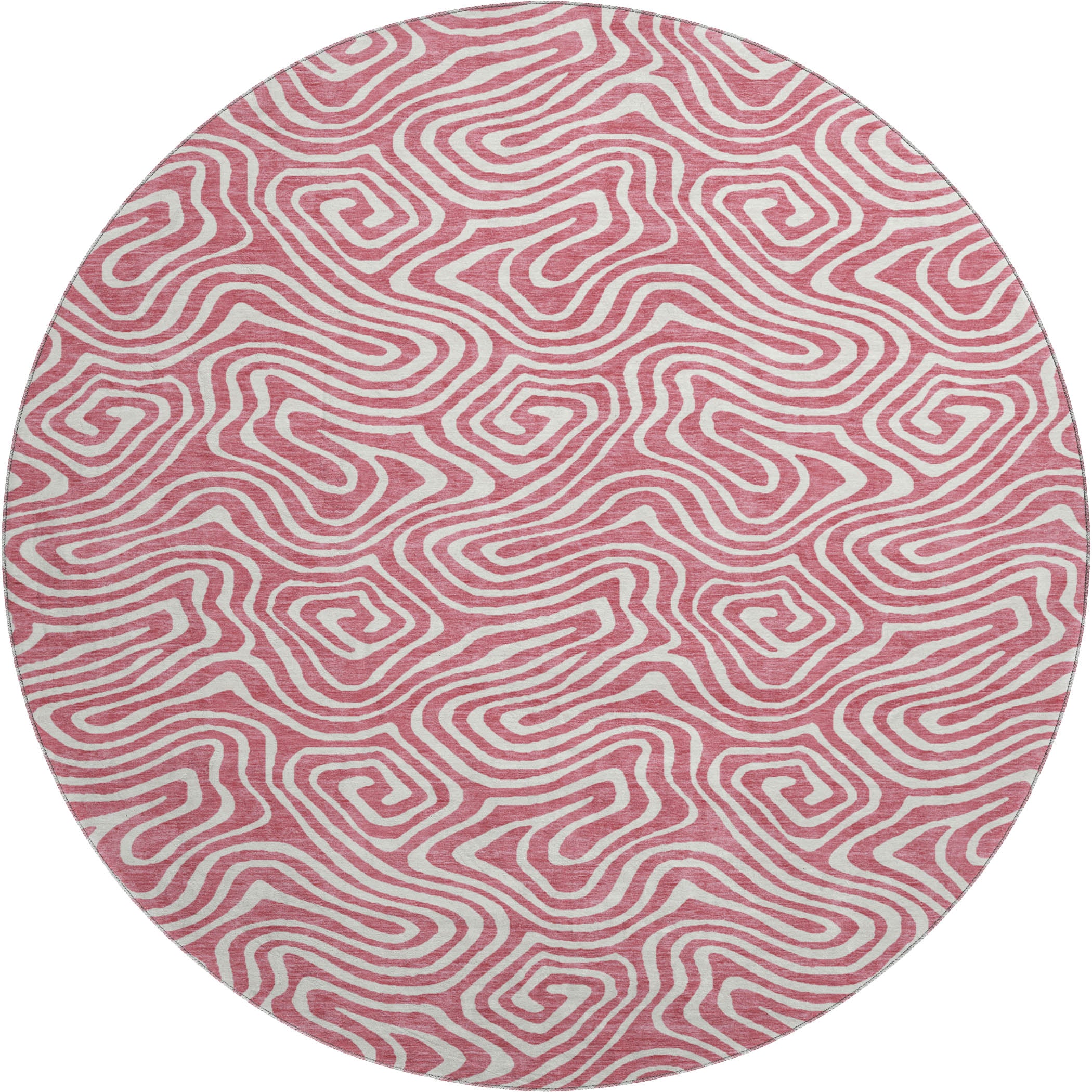 Havana Machine Washable Transitional Blush Pink Rug 8' x 8' #shape_Round