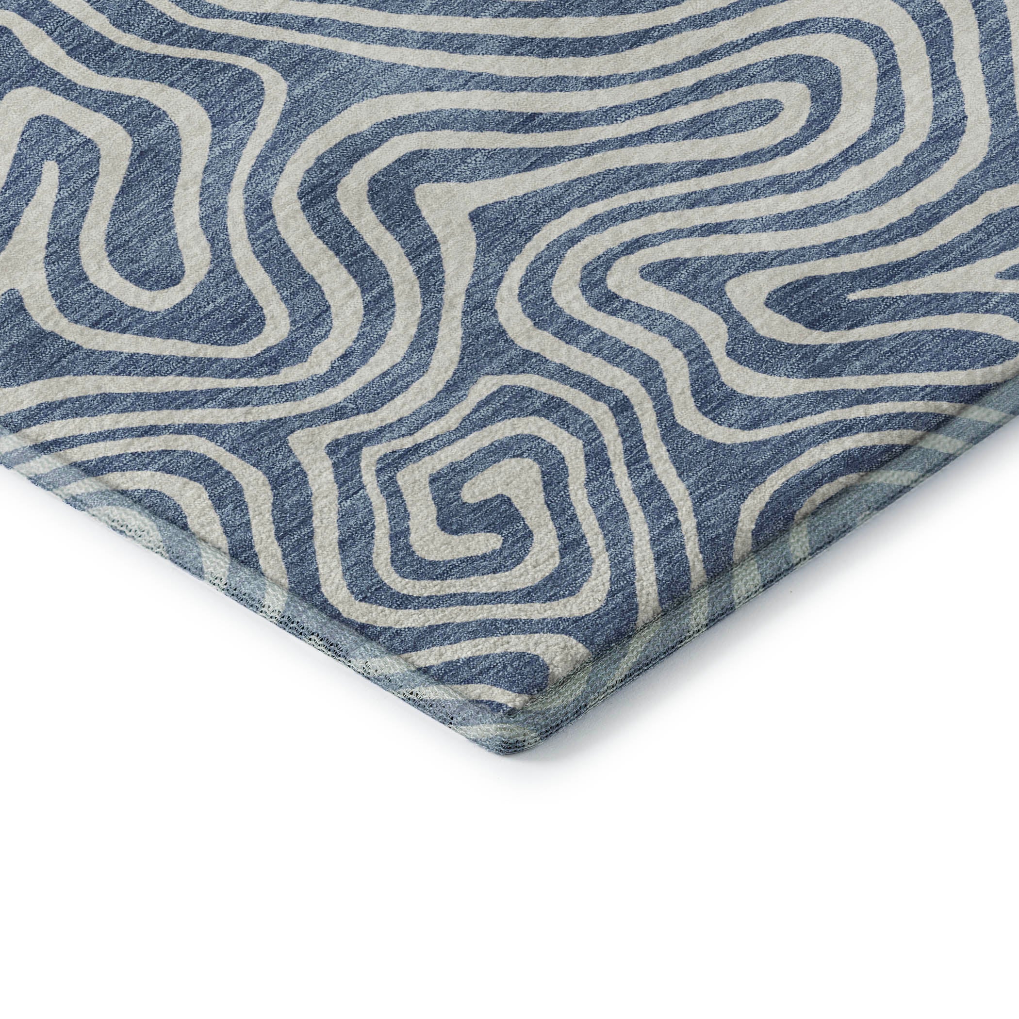 Havana Machine Washable Transitional Denim Blue Rug 1'8" x 2'6" #shape_Rectangle