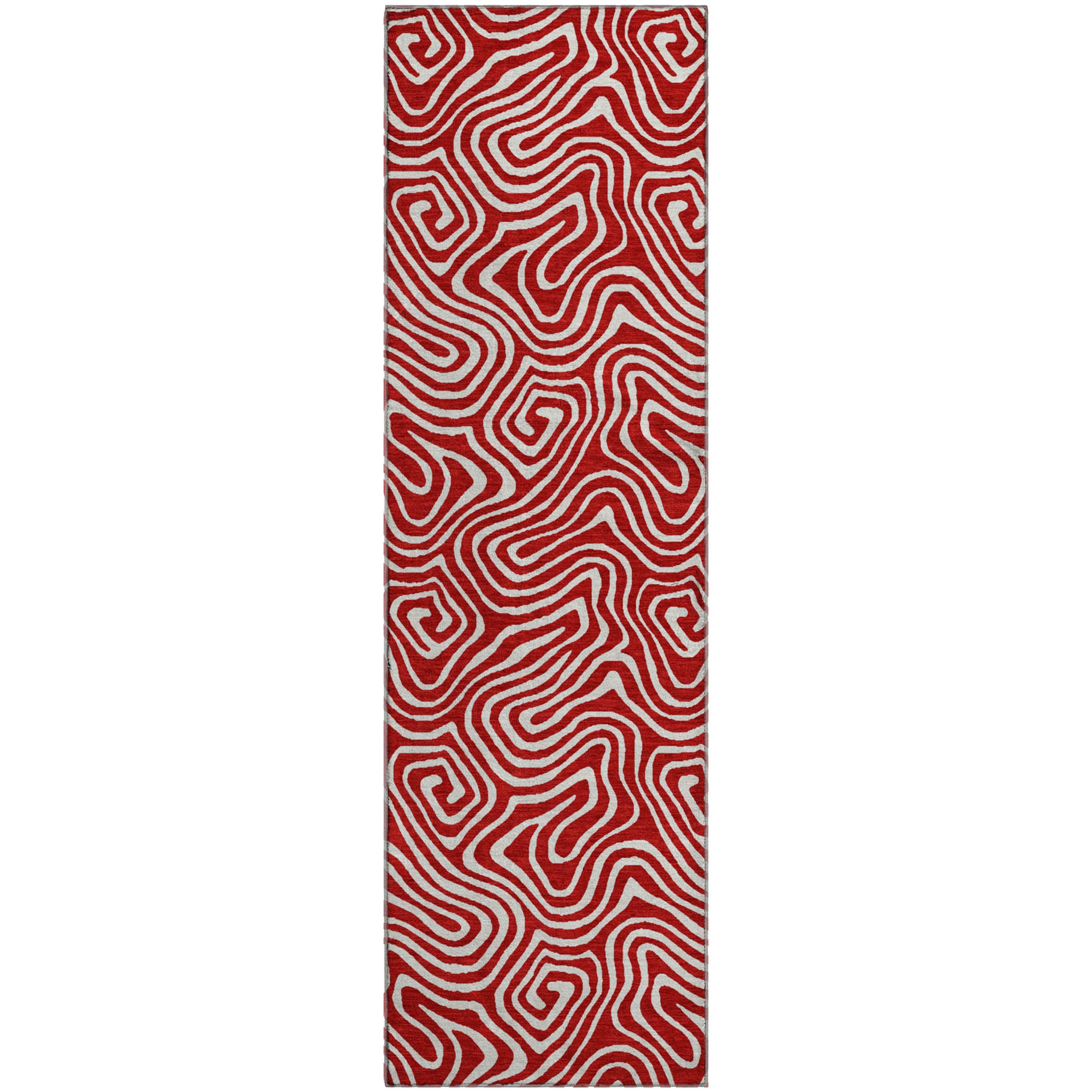 Havana Machine Washable Transitional Red Rug 2'3" x 7'6" #shape_Runner