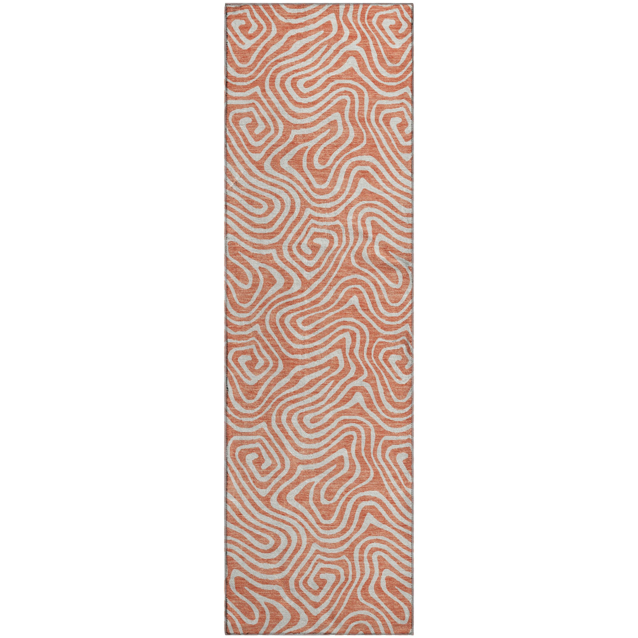 Havana Machine Washable Transitional Salmon Orange Rug 2'3" x 7'6" #shape_Runner