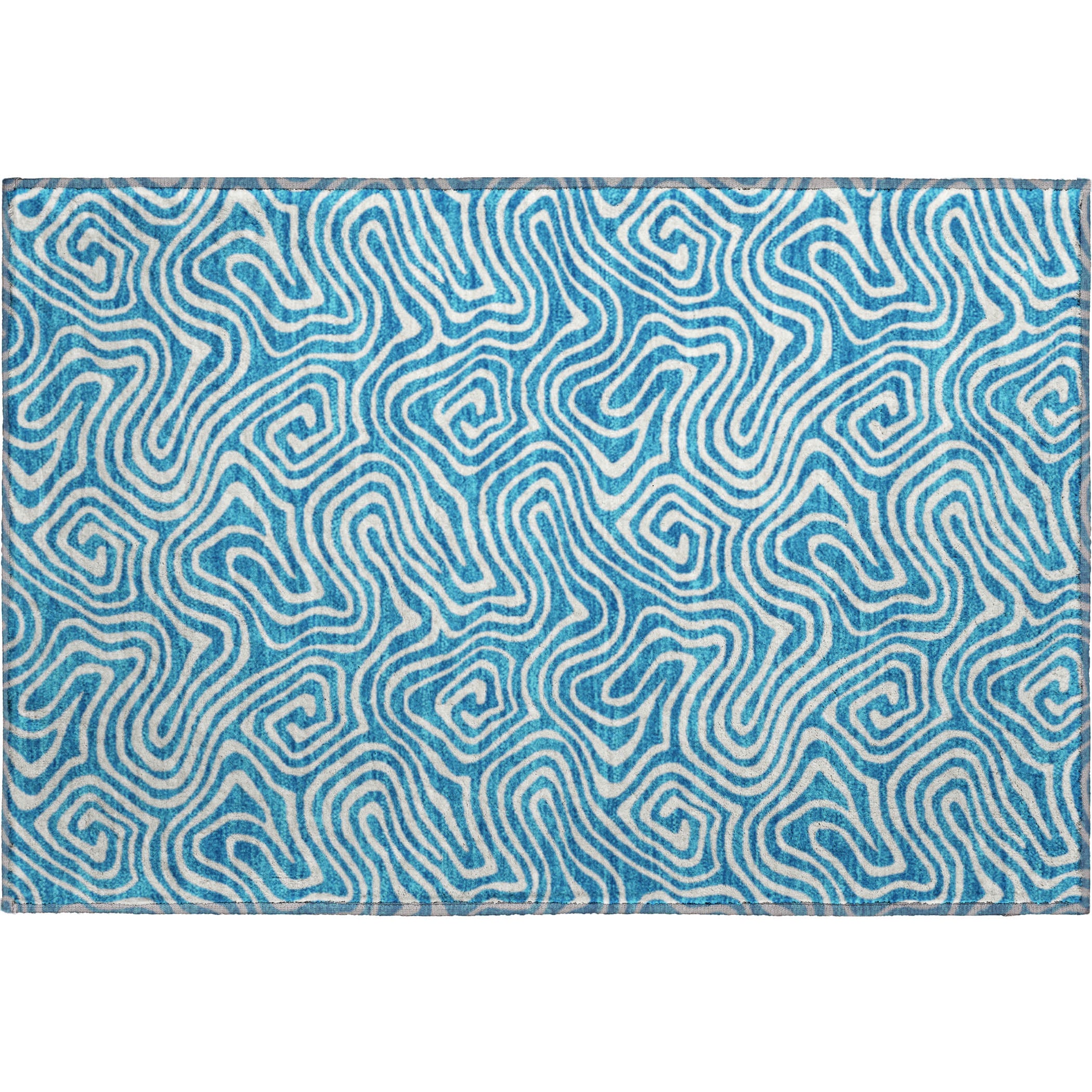 Havana Machine Washable Transitional Teal Rug 1'8" x 2'6" #shape_Rectangle